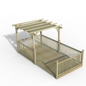 Forest Garden Grey Rectangular Pergola & decking kit, x3 Post x5 Balustrade (H) 2.5m x (W) 5.2m - Canopy included