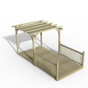 Forest Garden Grey Rectangular Pergola & decking kit, x4 Post x2 Balustrade (H) 2.5m x (W) 5.2m - Canopy included