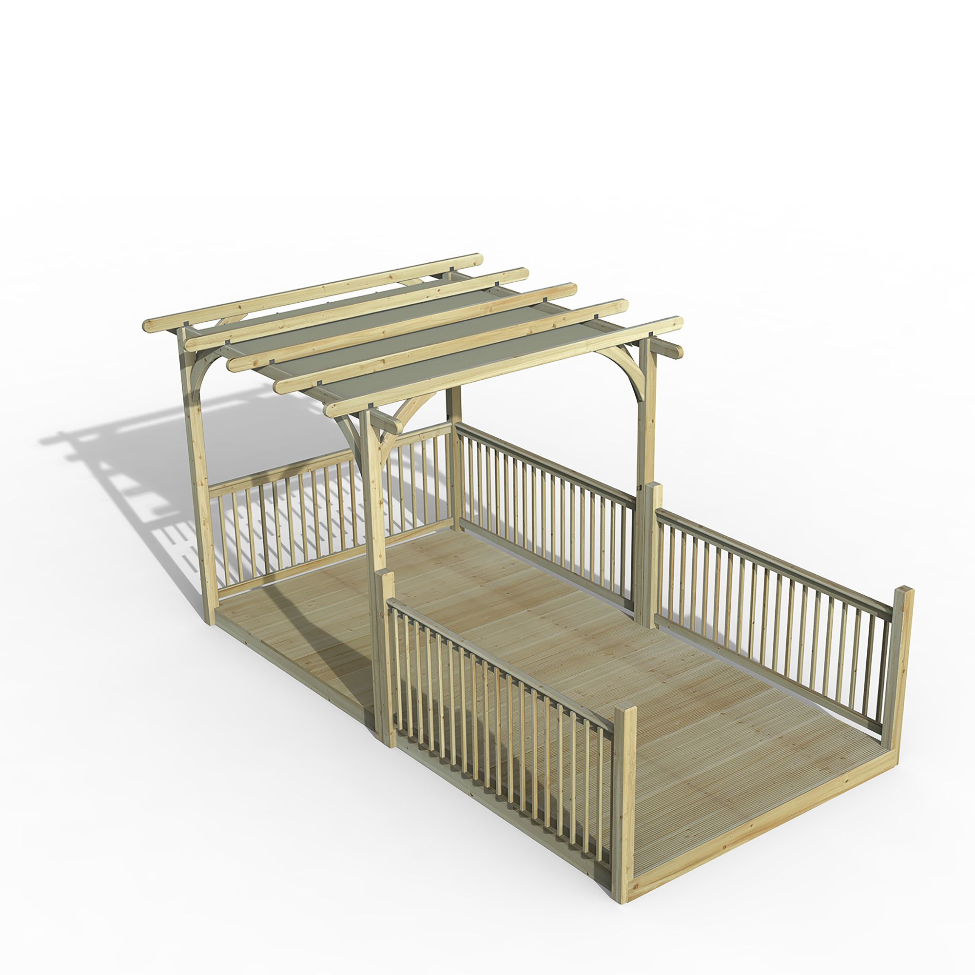 Forest Garden Grey Rectangular Pergola & decking kit, x4 Post x4 Balustrade (H) 2.5m x (W) 5.2m - Canopy included