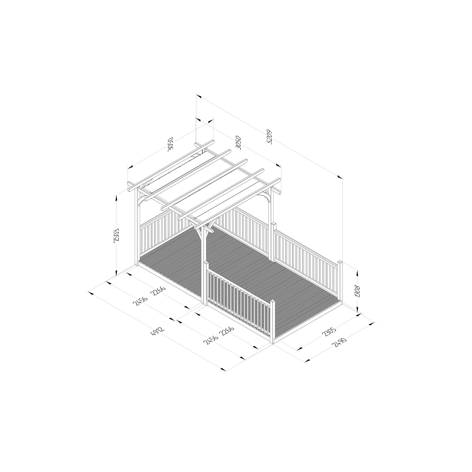 Forest Garden Grey Rectangular Pergola & decking kit, x4 Post x4 ...