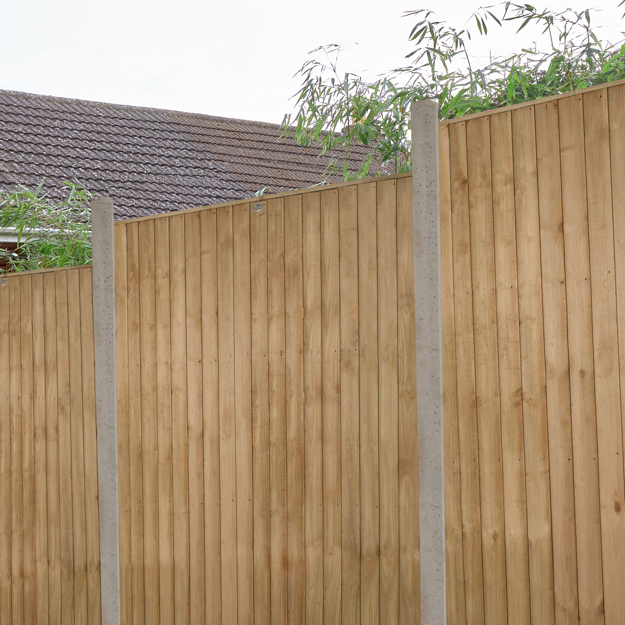 Forest Garden Grey Slotted Rectangular Concrete Fence post (H)1.83m (W ...