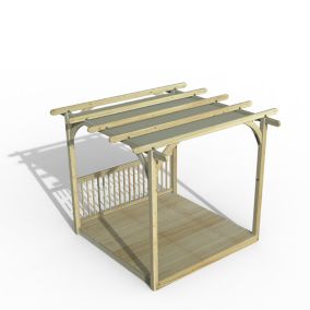 Forest Garden Grey Square Pergola & decking kit with 1 balustrades (H) 2.5m x (W) 5.2m - Canopy included