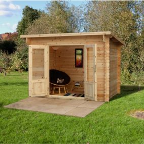 Forest Garden Harwood 3x2 Toughened glass Pent Loglap Solid wood Cabin with Double door