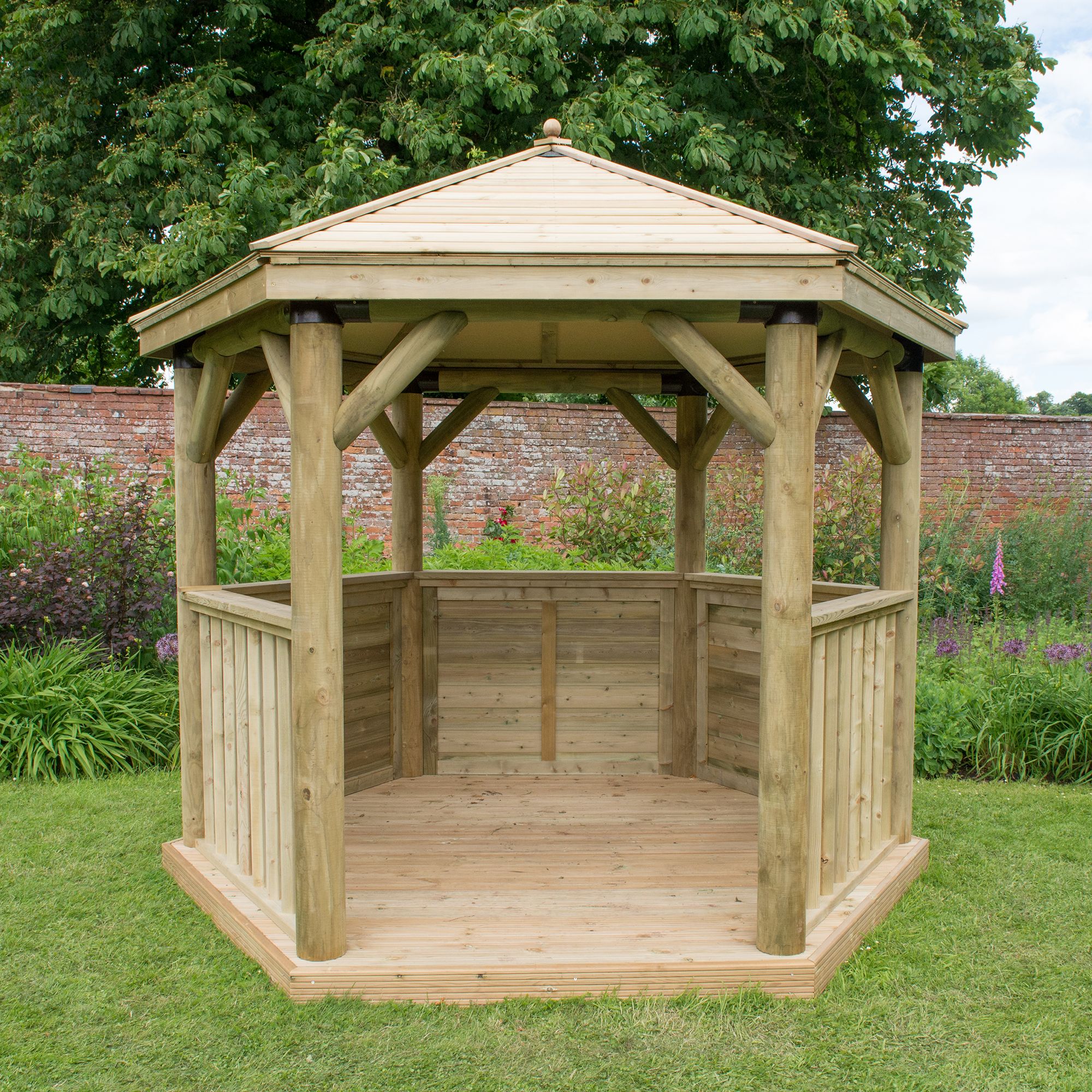 Forest Garden Hexagonal Gazebo, (W)3.3m (D)2.84m with Floor included