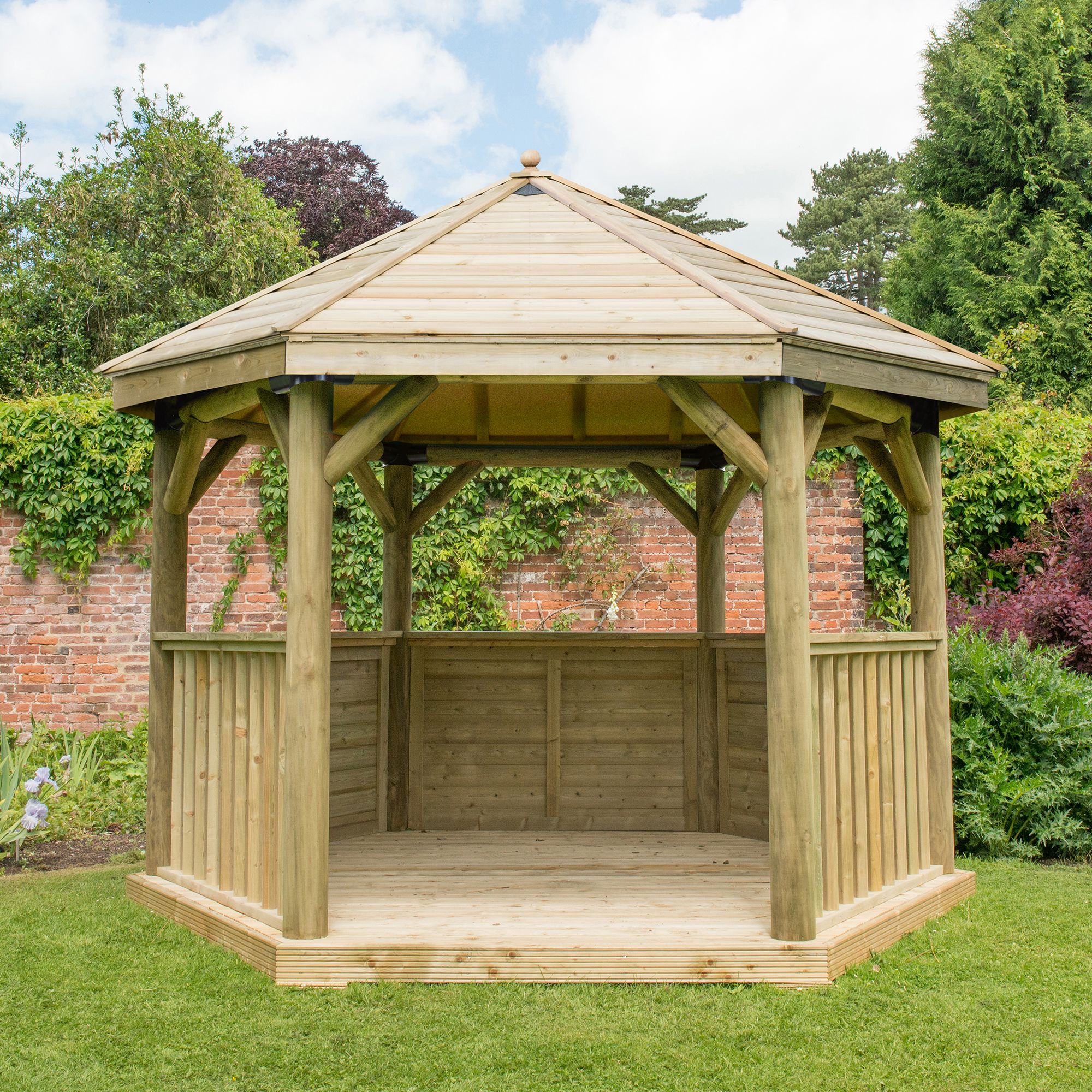 Forest Garden Hexagonal Gazebo, (W)3.78m (D)3.27m with Floor included