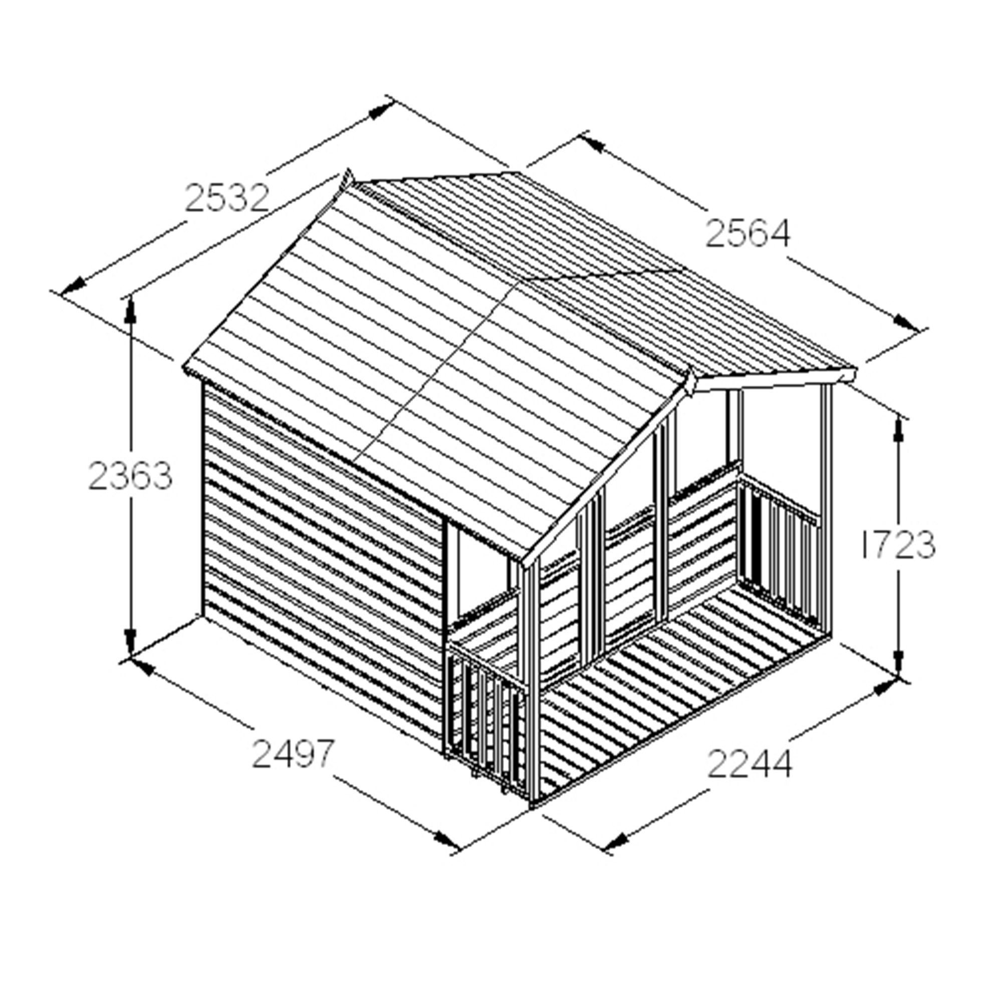 Forest Garden Hollington 8x8 ft with Double door & 4 windows Apex Summer house (H)2290mm x (W)2530mm - Assembly service included
