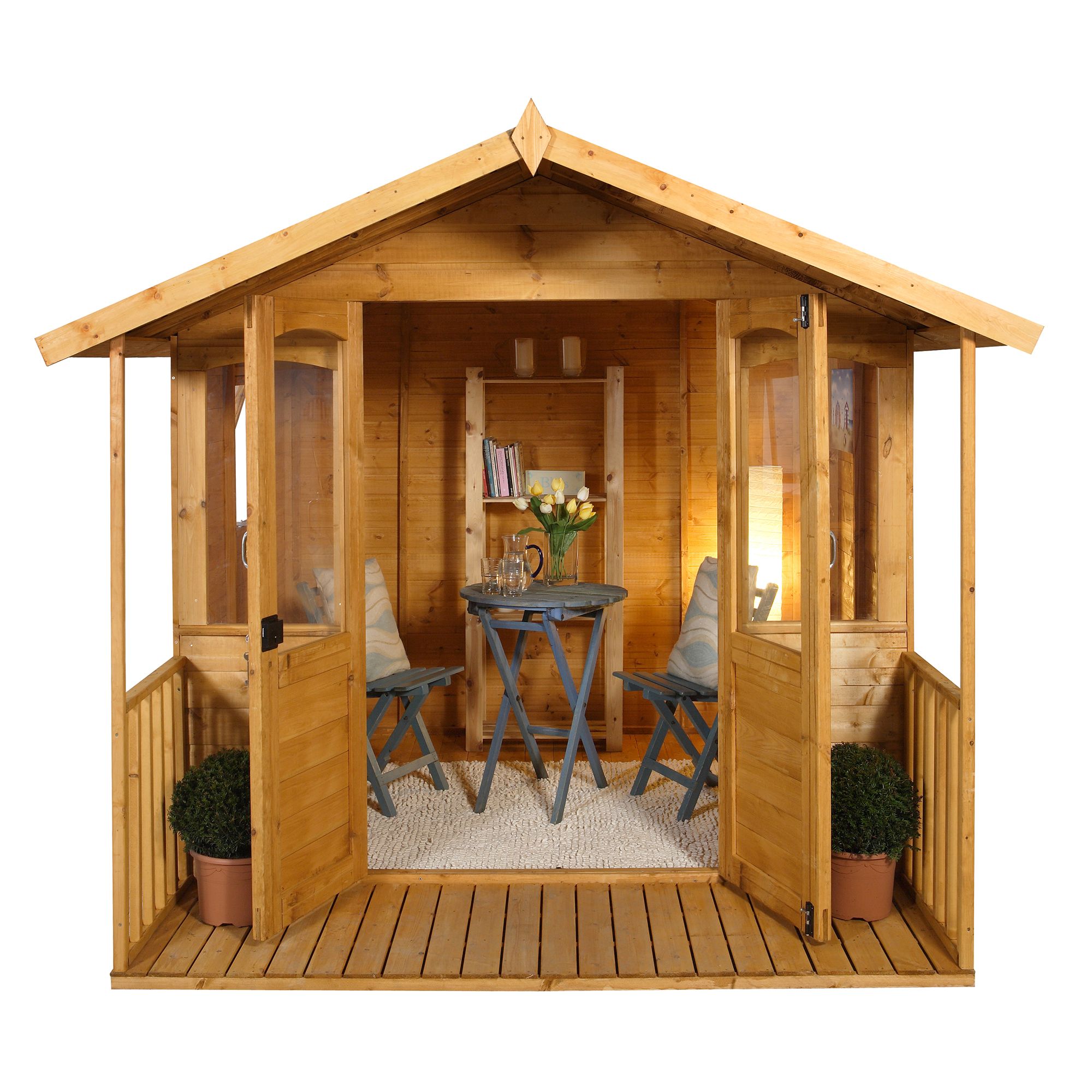 Forest Garden Hollington 8x8 ft with Double door & 4 windows Apex Summer house (H)2290mm x (W)2530mm - Assembly service included