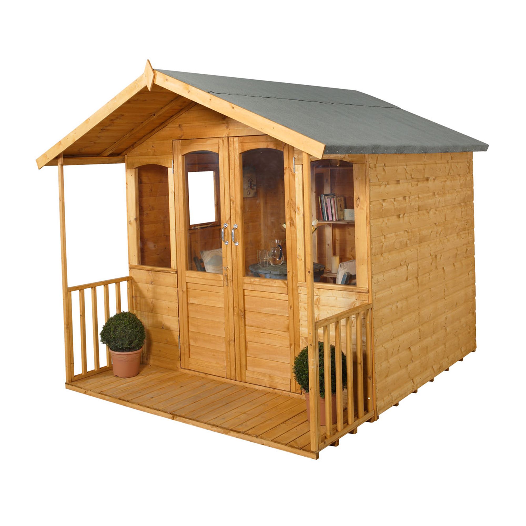 Forest Garden Hollington 8x8 ft with Double door & 4 windows Apex Summer house (H)2290mm x (W)2530mm - Assembly service included