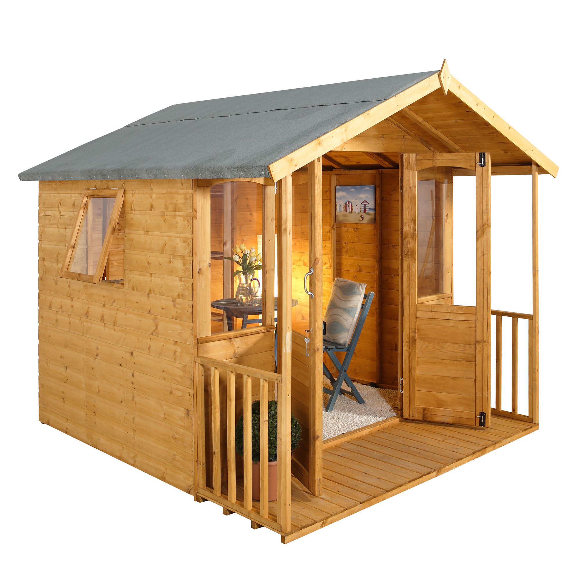 Forest Garden Hollington 8x8 ft with Double door & 4 windows Apex Summer house (H)2290mm x (W)2530mm - Assembly service included