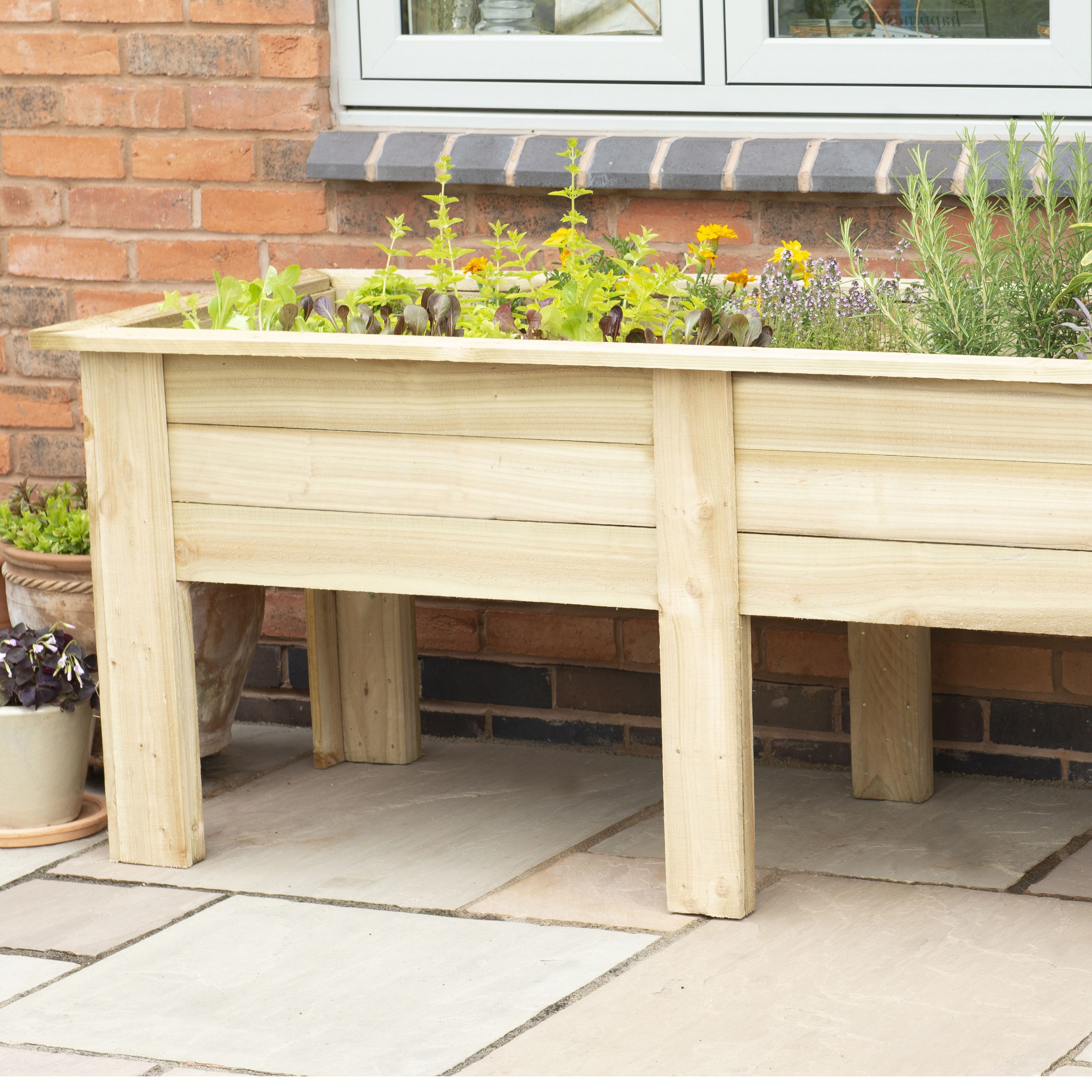 Forest Garden Kitchen Garden Wooden Rectangular Planter (H)70cm (W)180cm