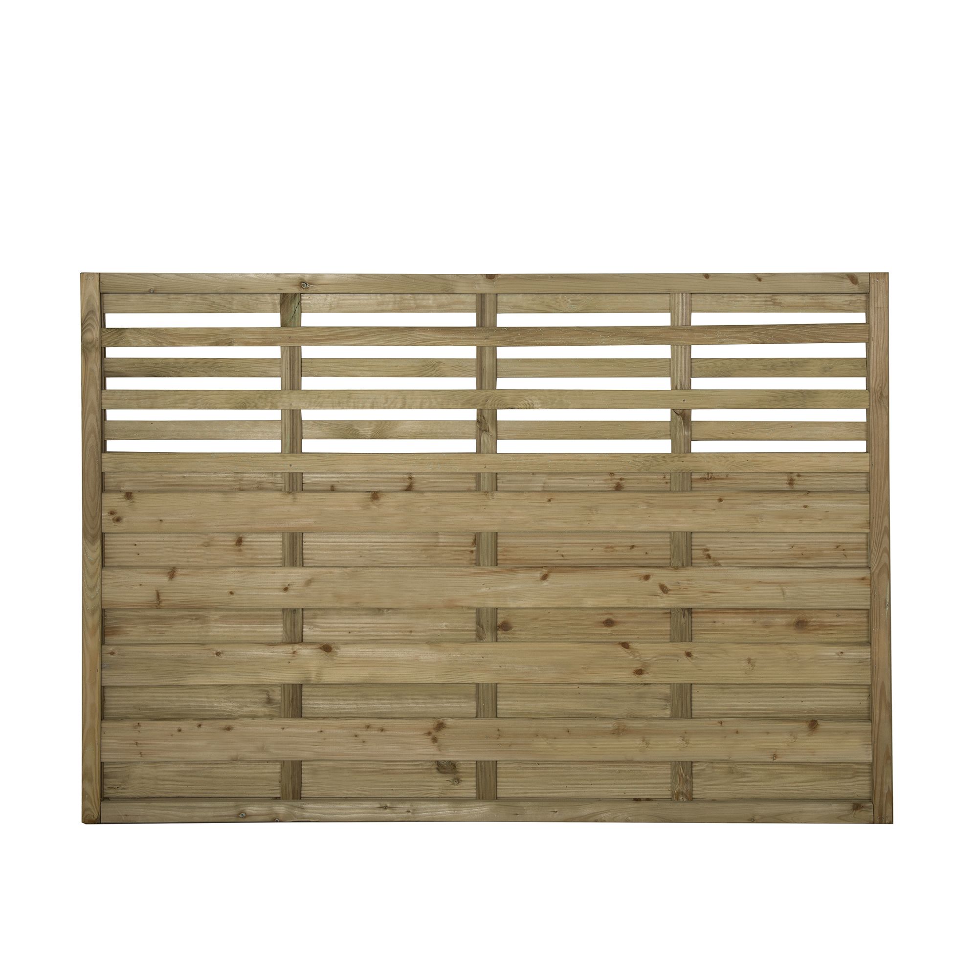 Forest Garden Kyoto Contemporary Slatted Pressure treated 4ft Brown Wooden Fence panel (W)1.8m (H)1.2m, Pack of 10