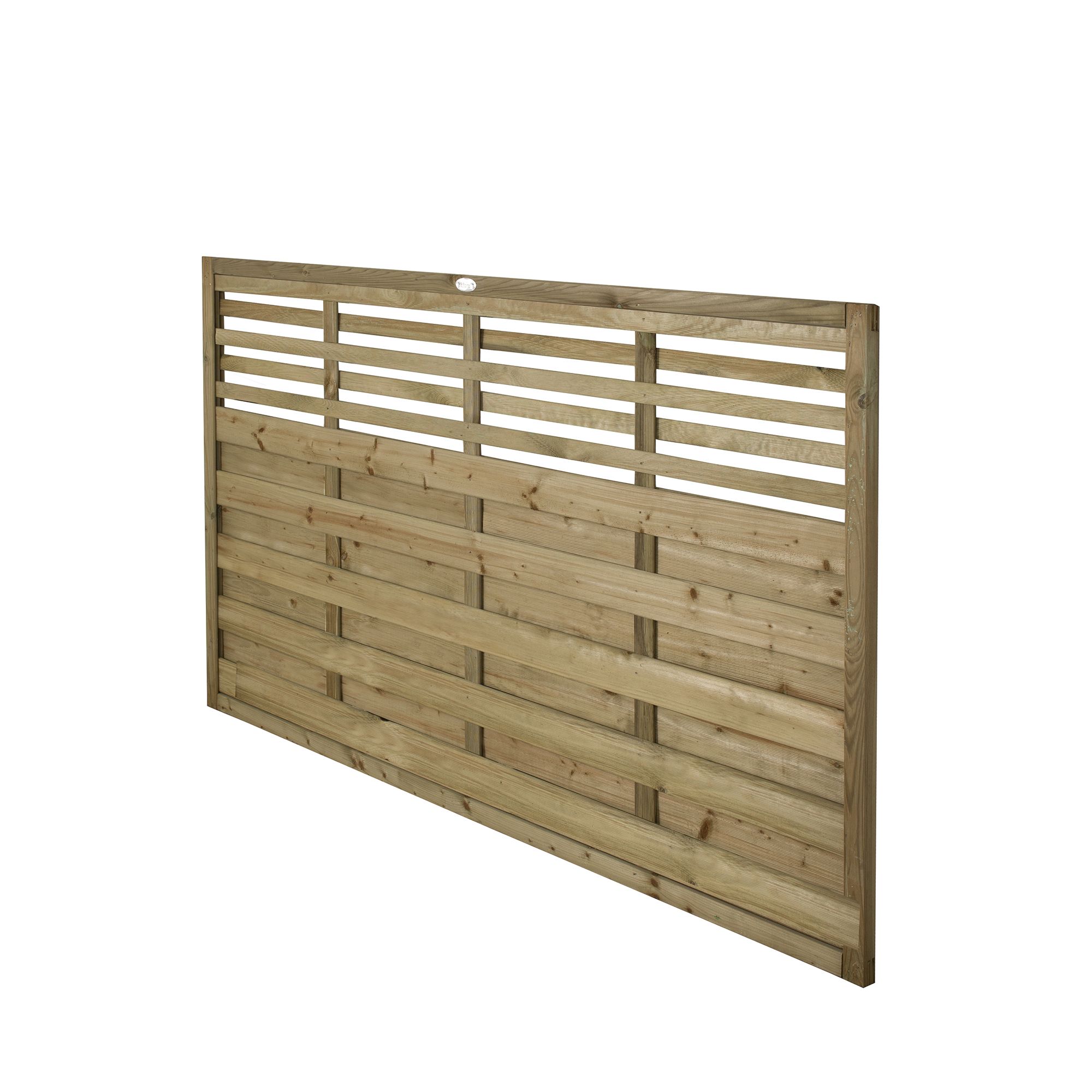 Forest Garden Kyoto Contemporary Slatted Pressure treated 4ft Brown Wooden Fence panel (W)1.8m (H)1.2m, Pack of 10