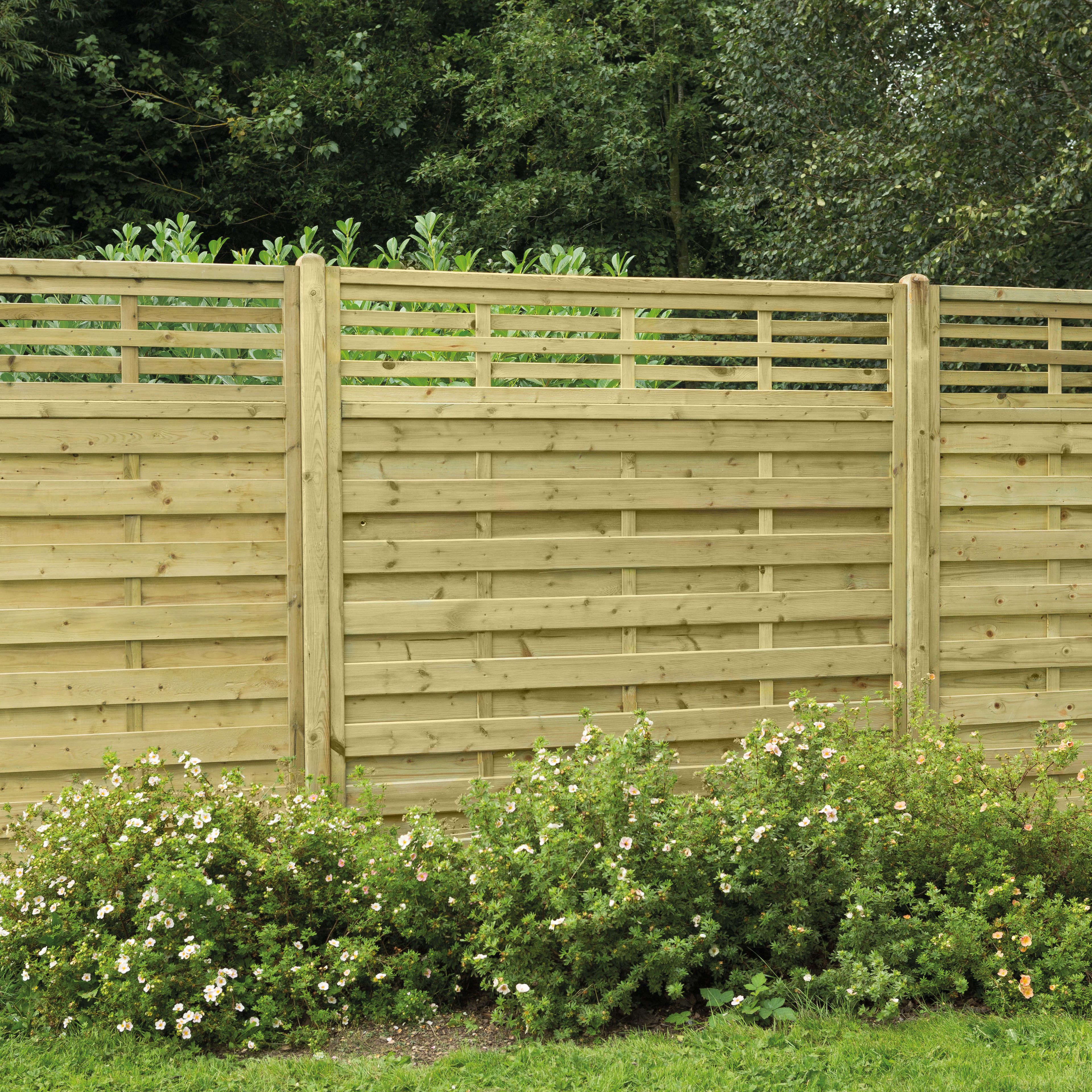 Forest Garden Kyoto Horizontal Pressure treated 6ft Natural Decorative fence panel (W)1.8m (H)1.8m