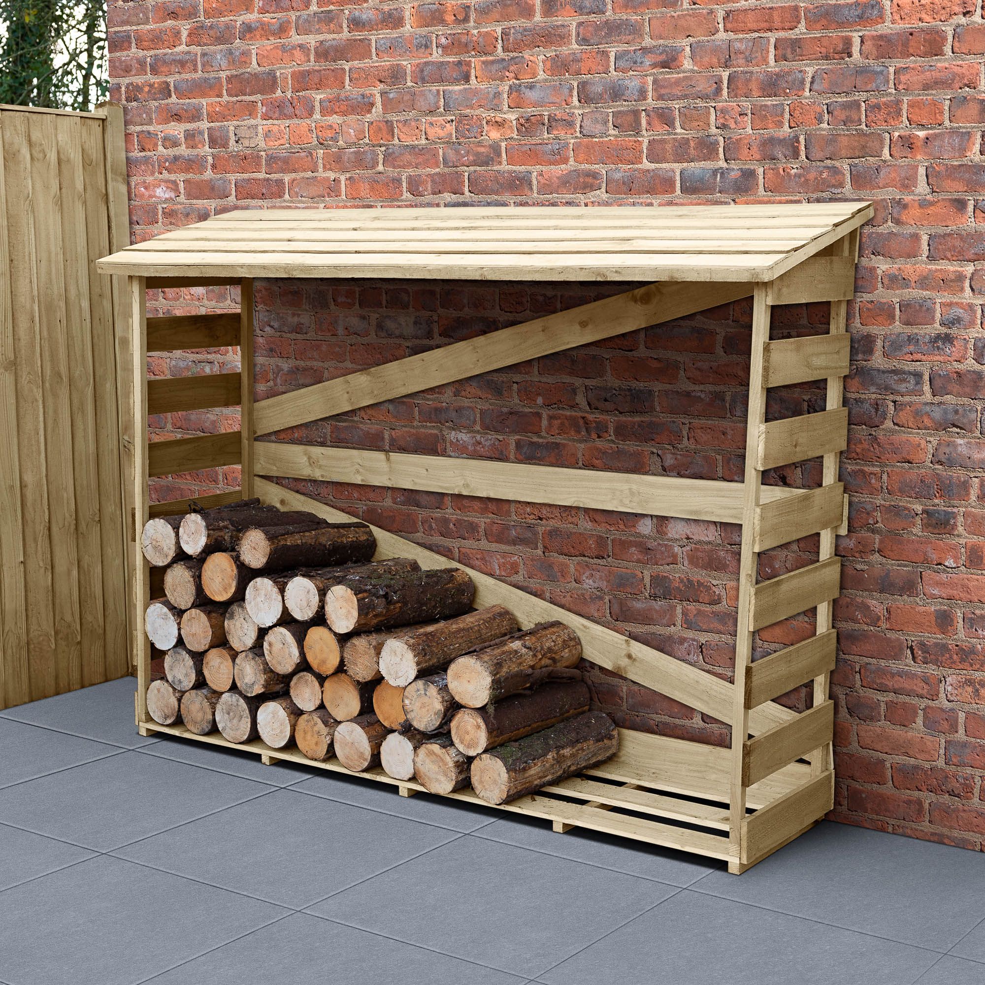 Forest Garden Large slatted Pent Log store
