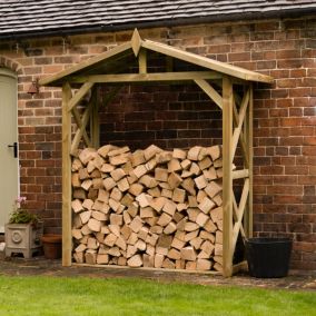 Forest Garden Large Wooden 7x3 ft Apex Wall log store