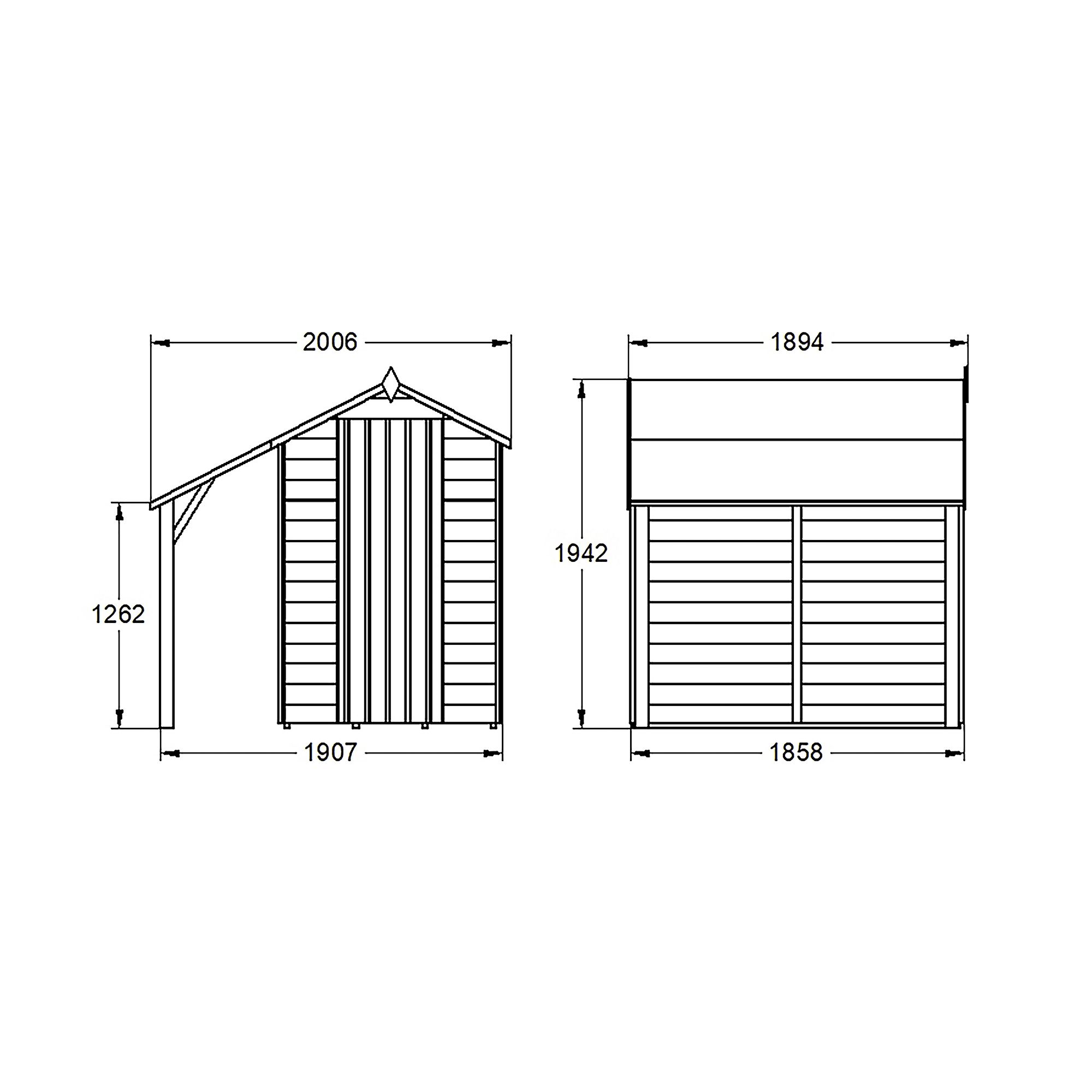 Forest Garden Lean to shed kit, (H)1604mm (W)1882mm (D)689mm - Assembly required