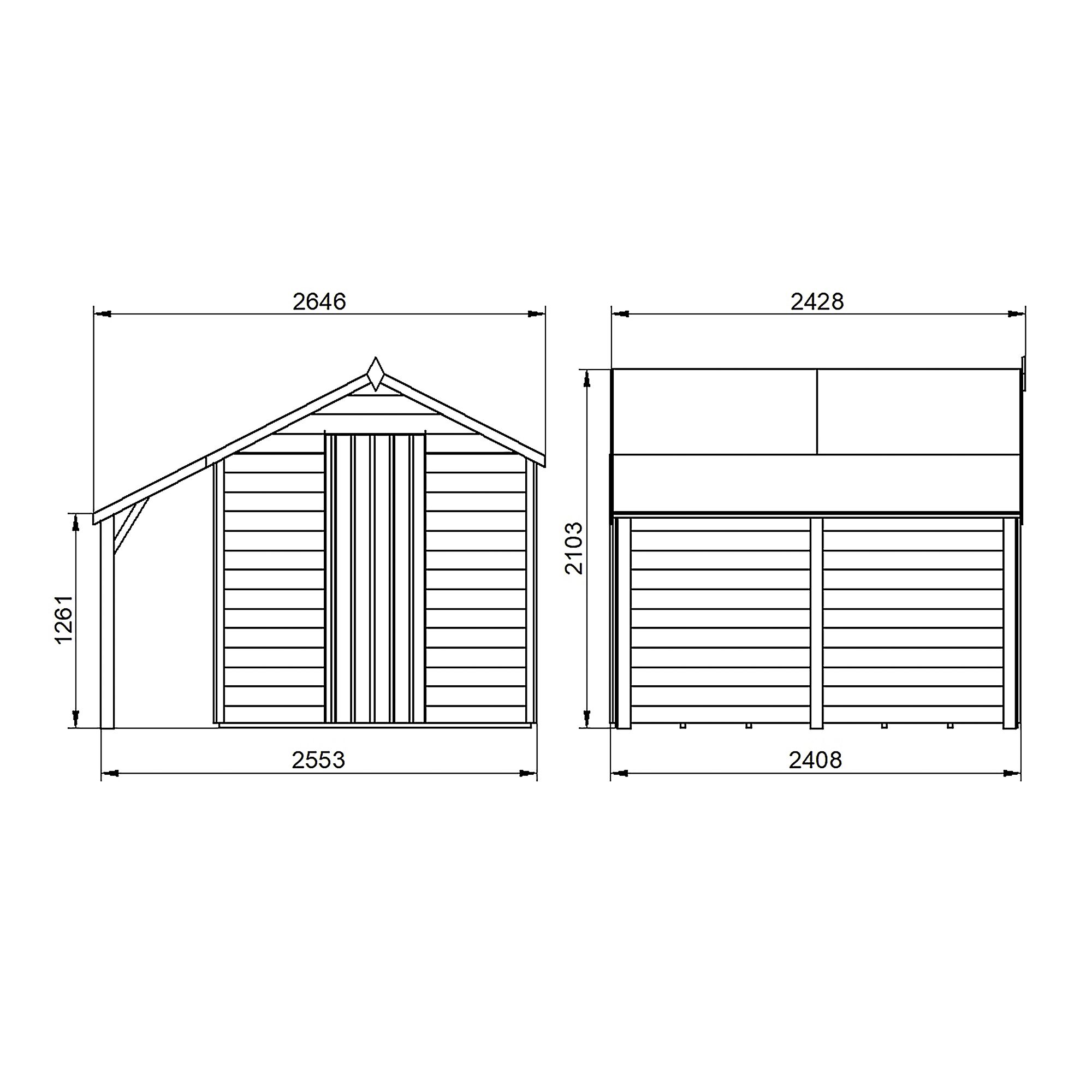 Forest Garden Lean to shed kit, (H)1604mm (W)2416mm (D)681mm - Assembly required