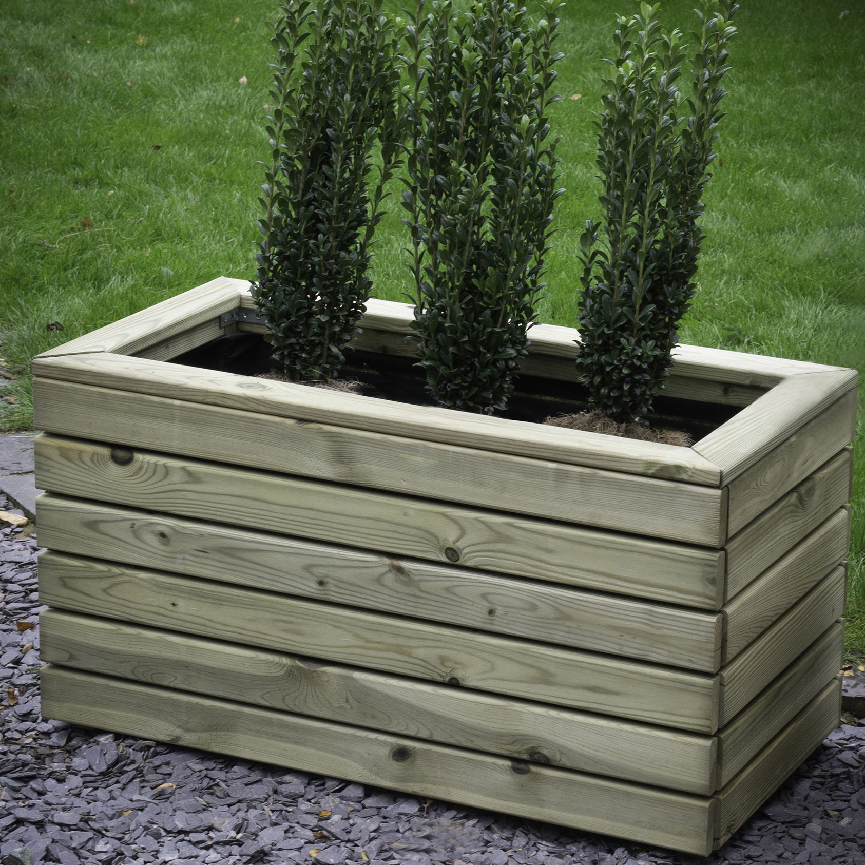Forest Garden Linear 103L Wooden Rectangular Planter (H)44cm (W)80cm (D ...