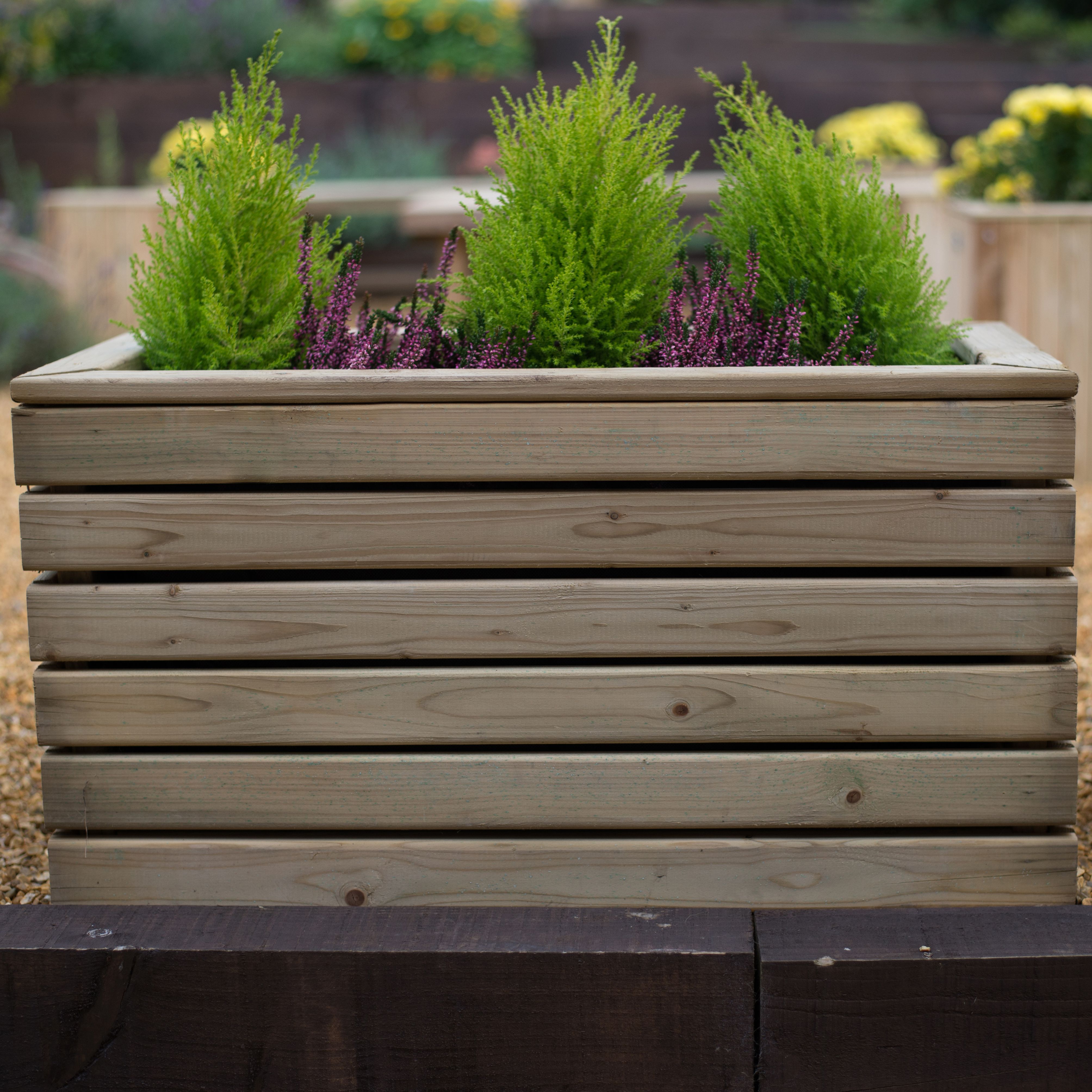 Forest Garden Linear 103L Wooden Rectangular Planter (H)44cm (W)80cm (D ...