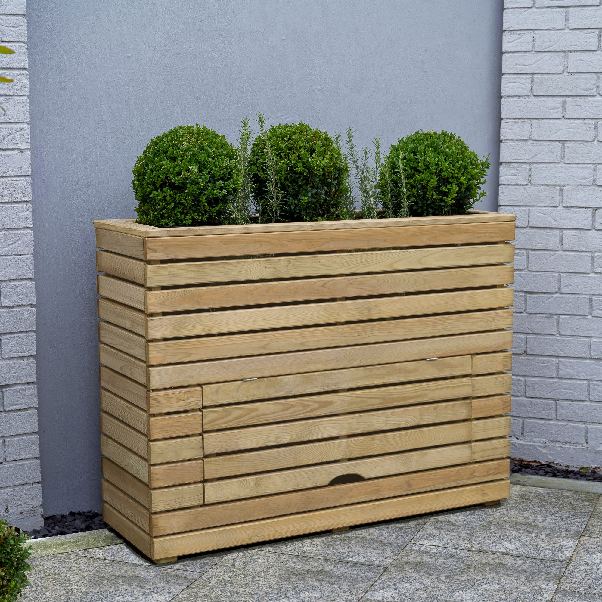 Forest Garden Linear 149L Natural Timber Rectangular Planter (H)91.1cm ...