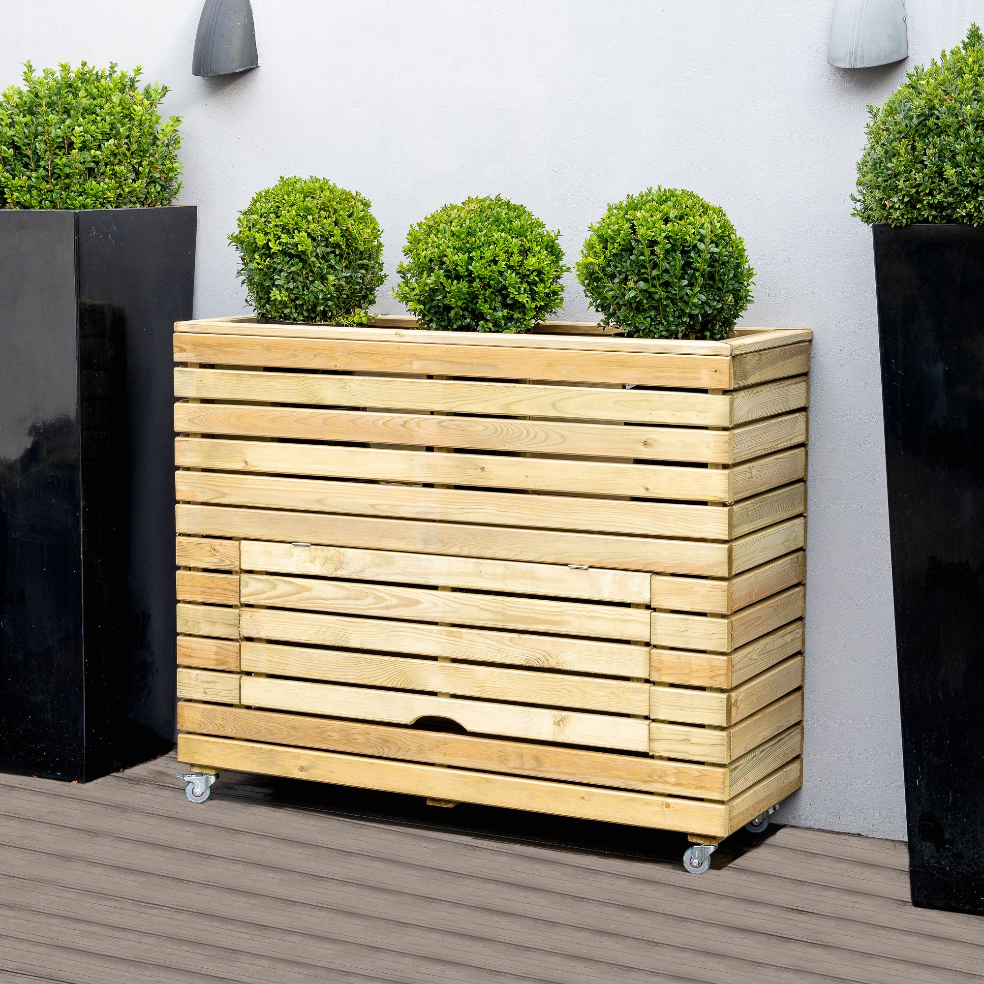 Forest Garden Linear 149L Natural Timber Rectangular Planter (H)97.2cm ...