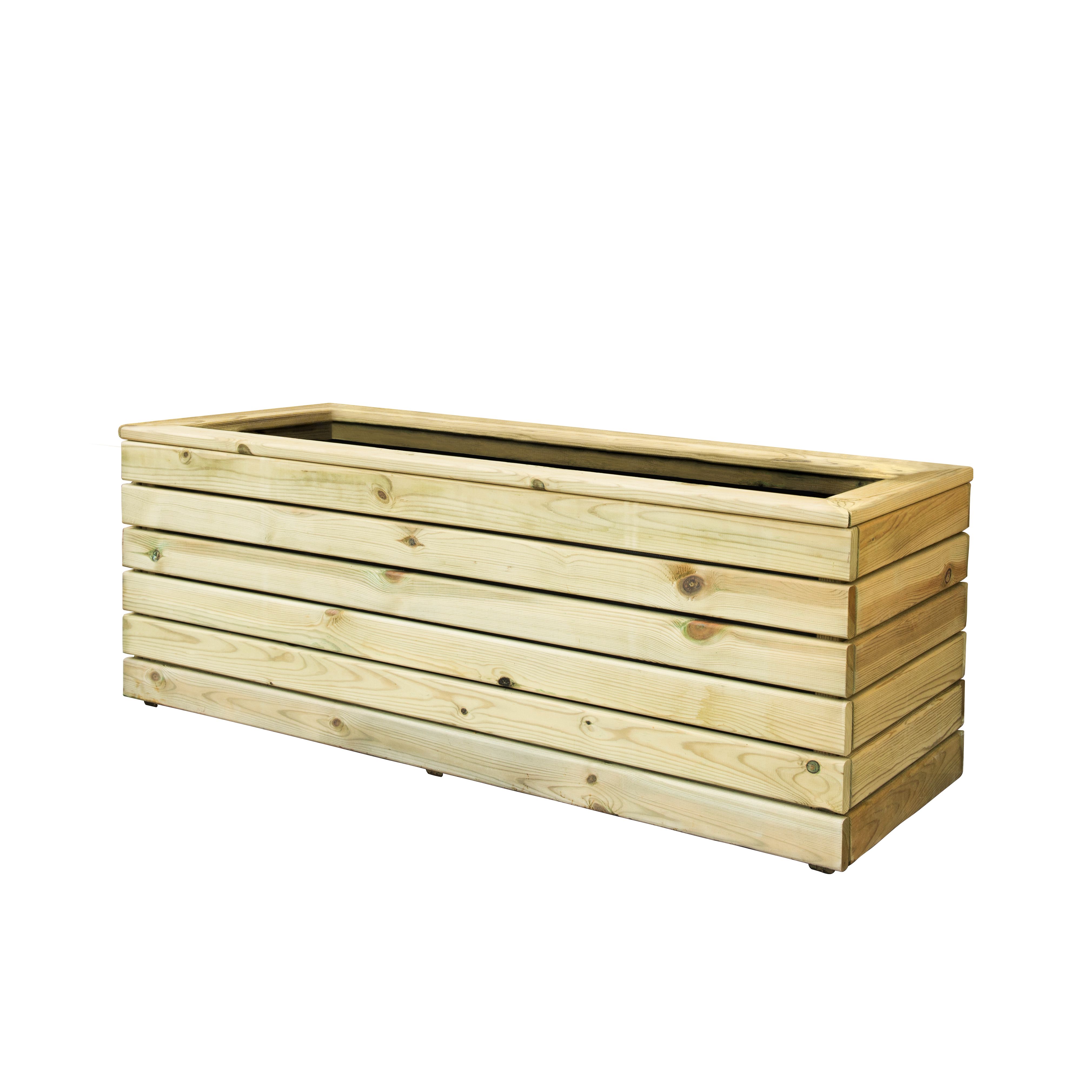 Forest Garden Linear 158L Wooden Rectangular Planter (H)44cm (W)120cm ...
