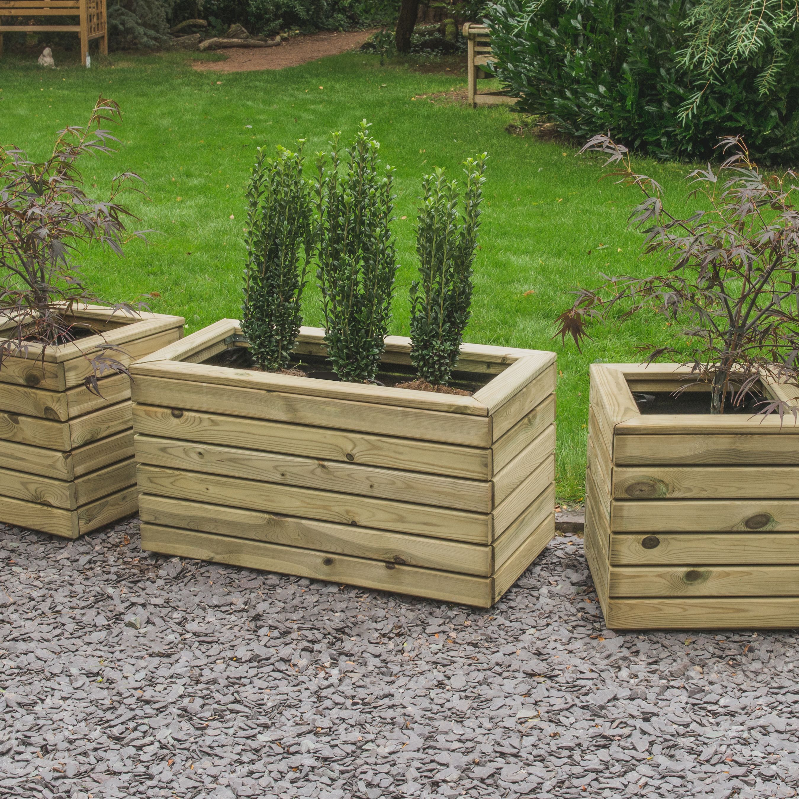 Forest Garden Linear 49L Wooden Rectangular Planter (H)44cm (W)40cm (D)40cm