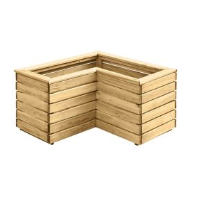 Forest Garden Linear corner Natural Timber Wooden Rectangular Planter 80cm