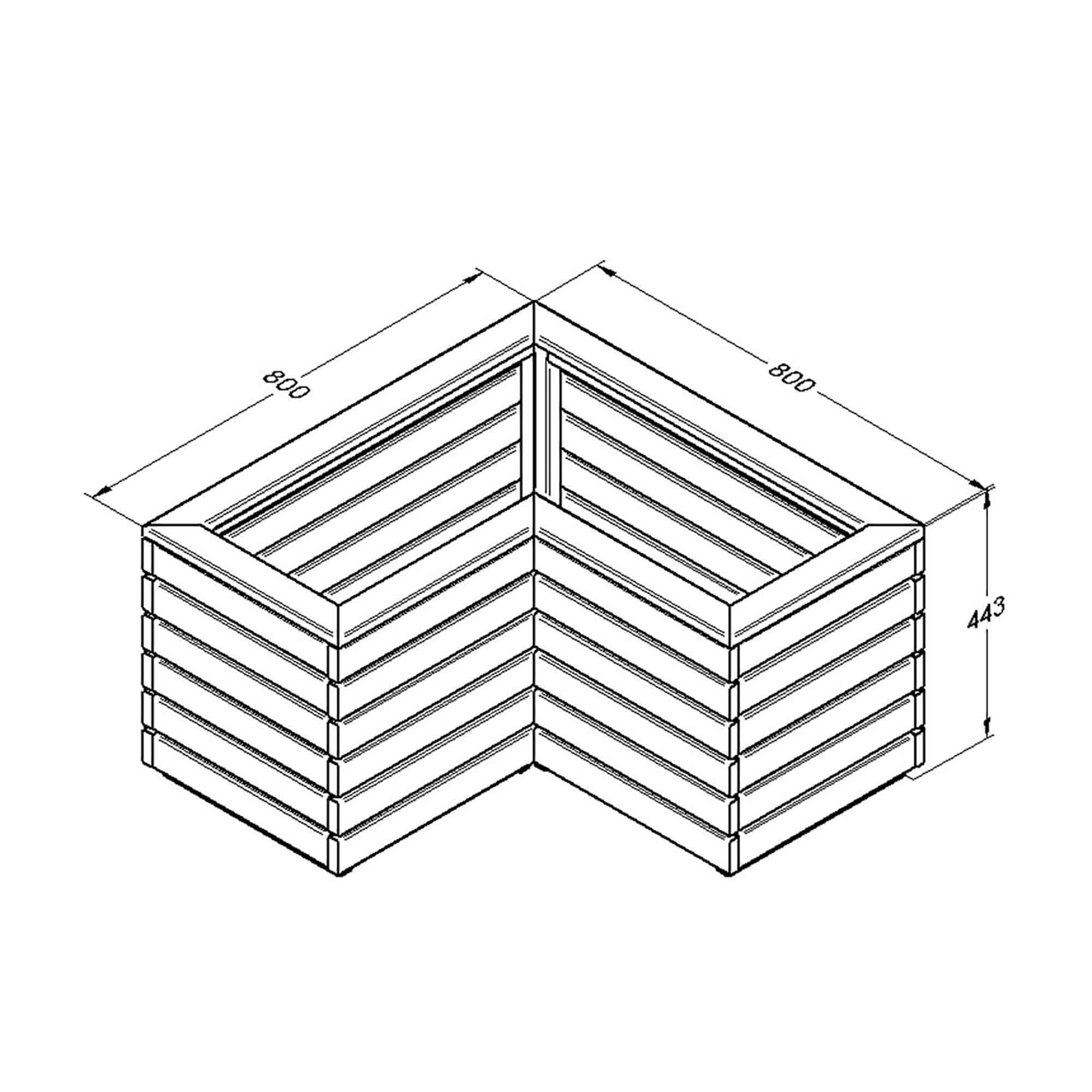 Forest Garden Linear corner Natural Timber Wooden Rectangular Planter ...