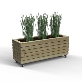 Forest Garden Linear Natural Timber Rectangular Planter (H)49.6cm (W)120cm