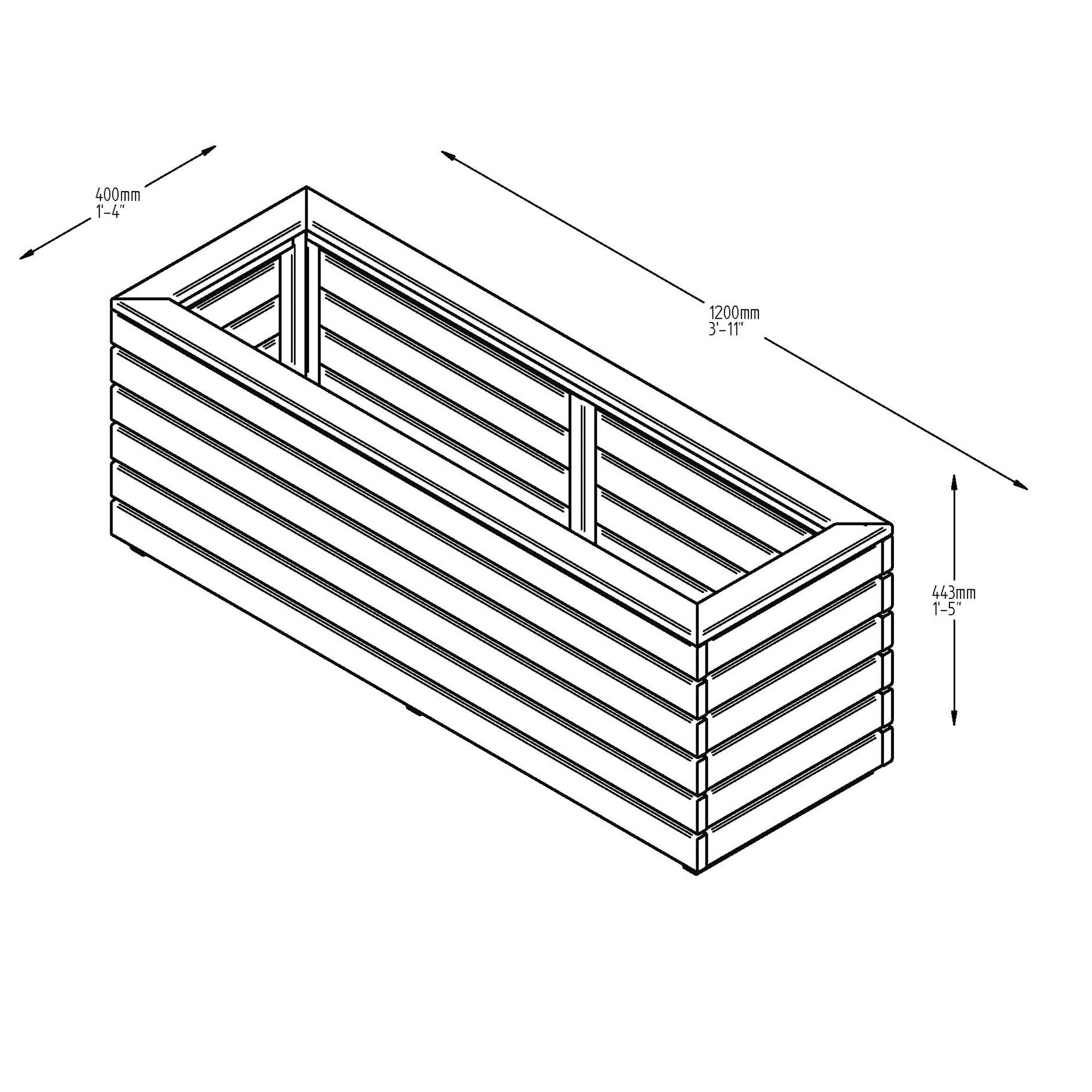 Forest Garden Linear Wooden Rectangular Planter (H)44cm (W)120cm