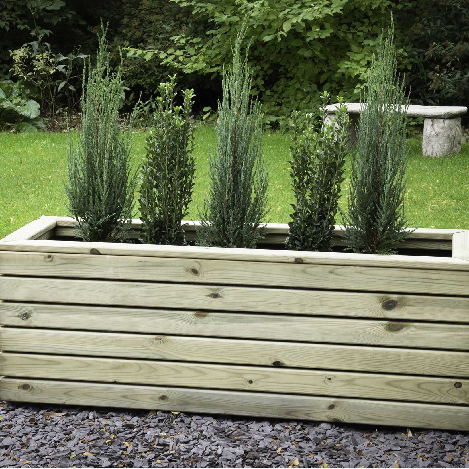 Forest Garden Linear Wooden Rectangular Planter (H)44cm (W)120cm