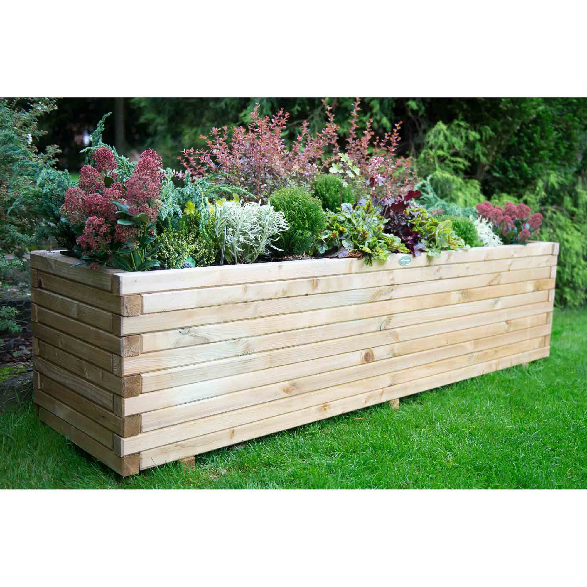 Forest Garden Lomello 404L Natural Timber Wooden Rectangular Planter (H ...