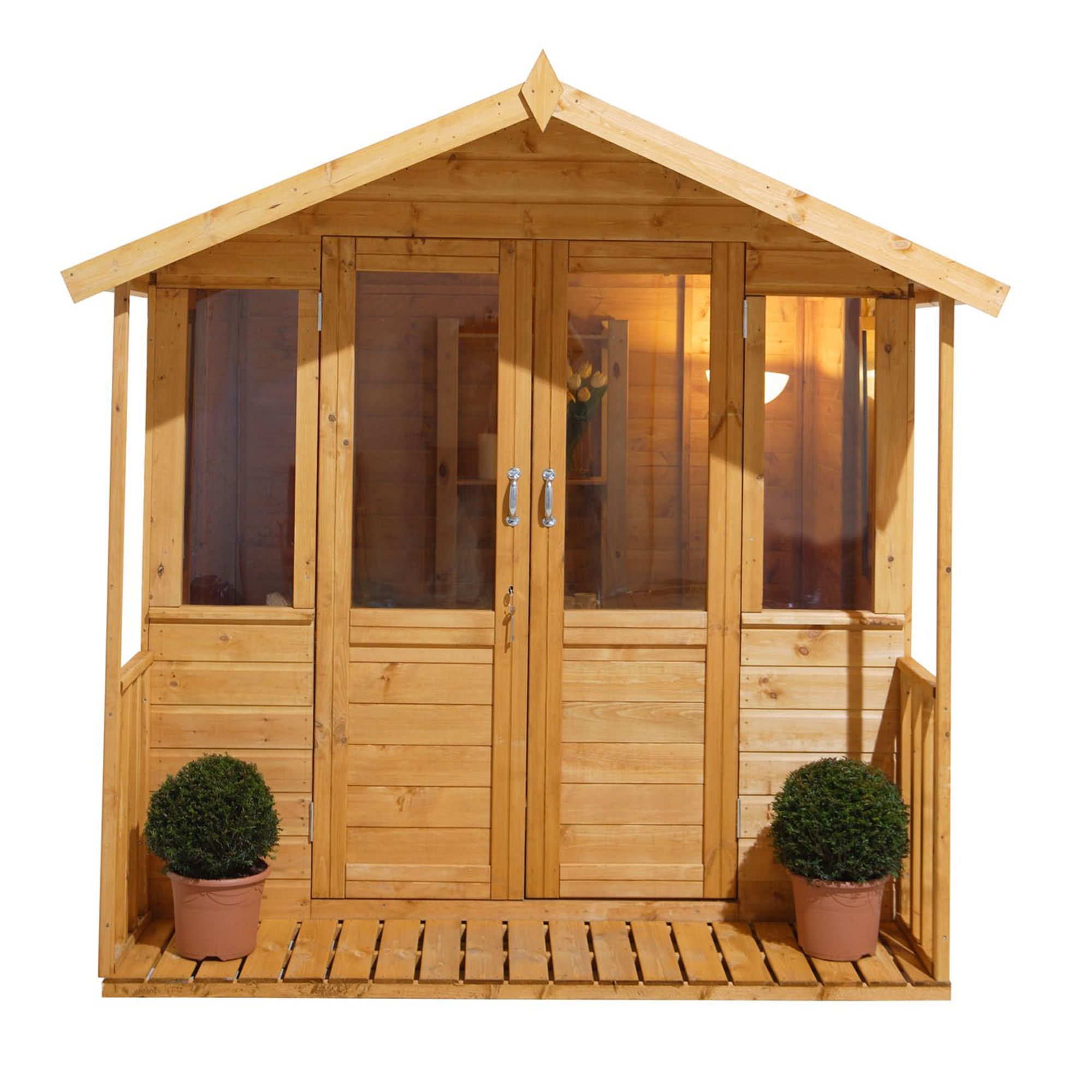 Forest Garden Maplehurst 7x7 ft with Double door & 4 windows Apex Summer house (H)2230mm x (W)2260mm