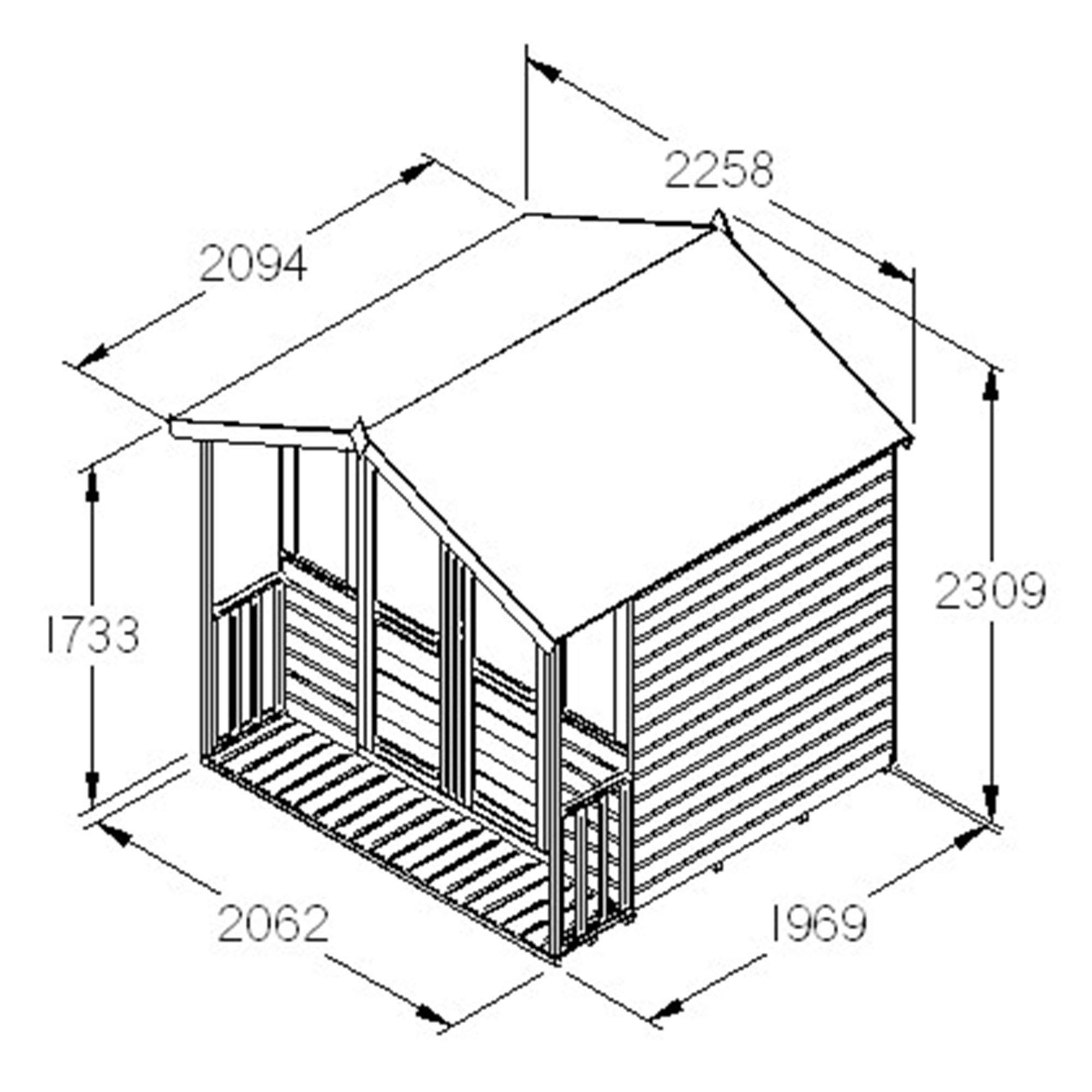 Forest Garden Maplehurst 7x7 ft with Double door & 4 windows Apex Summer house (H)2230mm x (W)2260mm