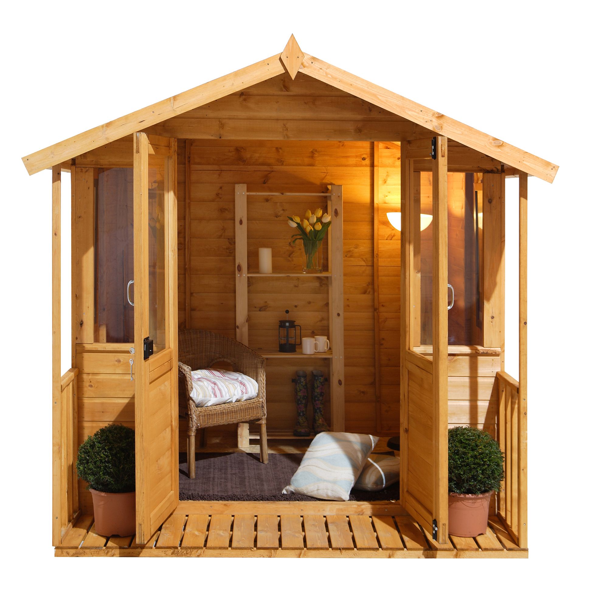 Forest Garden Maplehurst 7x7 ft with Double door & 4 windows Apex Summer house (H)2230mm x (W)2260mm