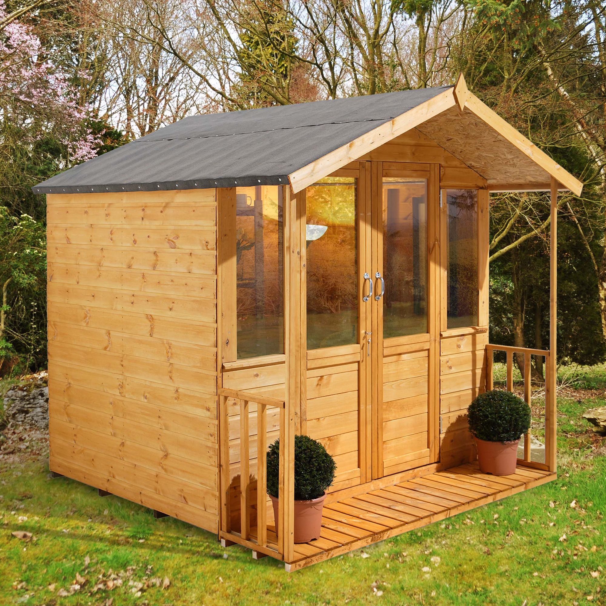 Forest Garden Maplehurst 7x7 ft with Double door & 4 windows Apex Summer house (H)2230mm x (W)2260mm
