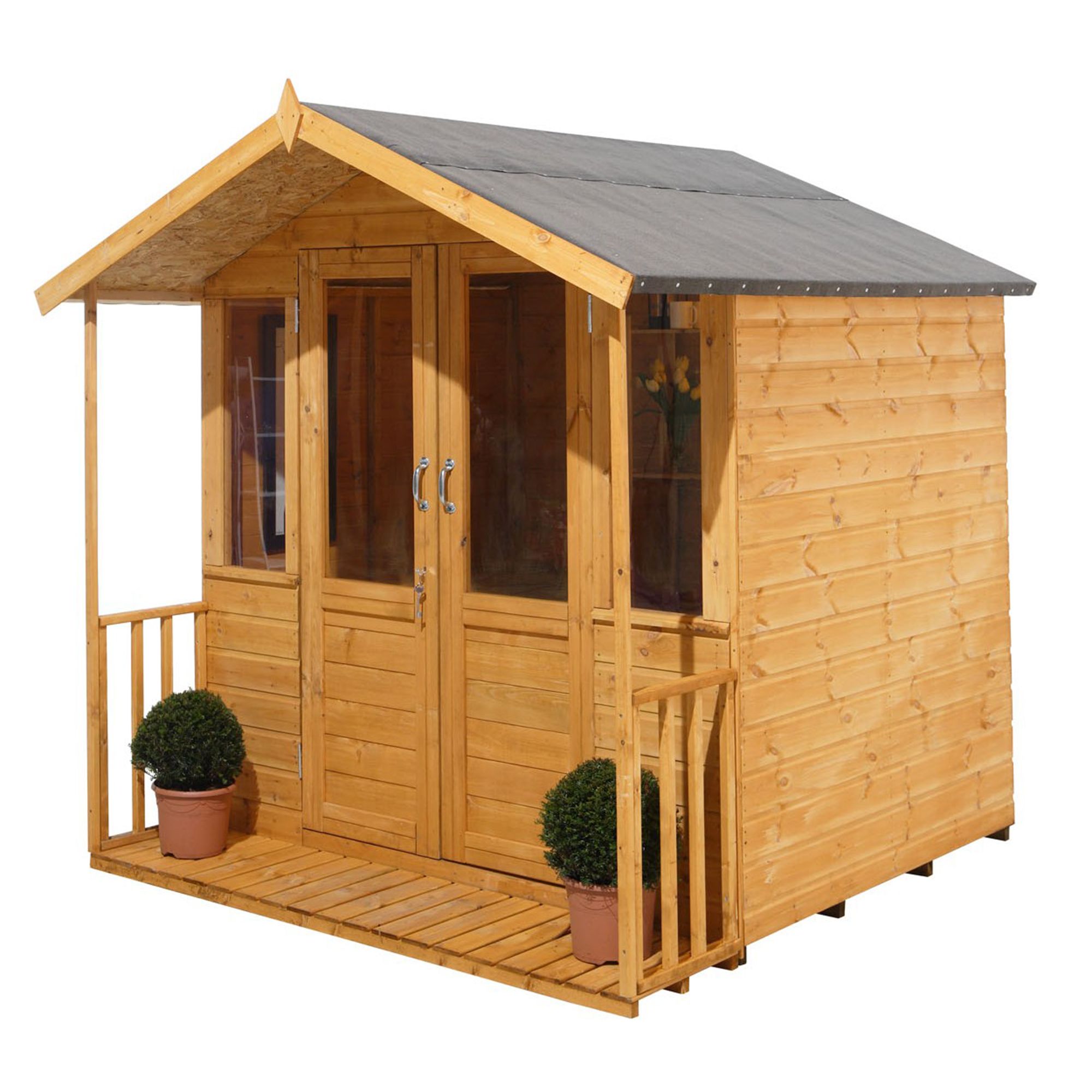Forest Garden Maplehurst 7x7 ft with Double door & 4 windows Apex Summer house (H)2230mm x (W)2260mm