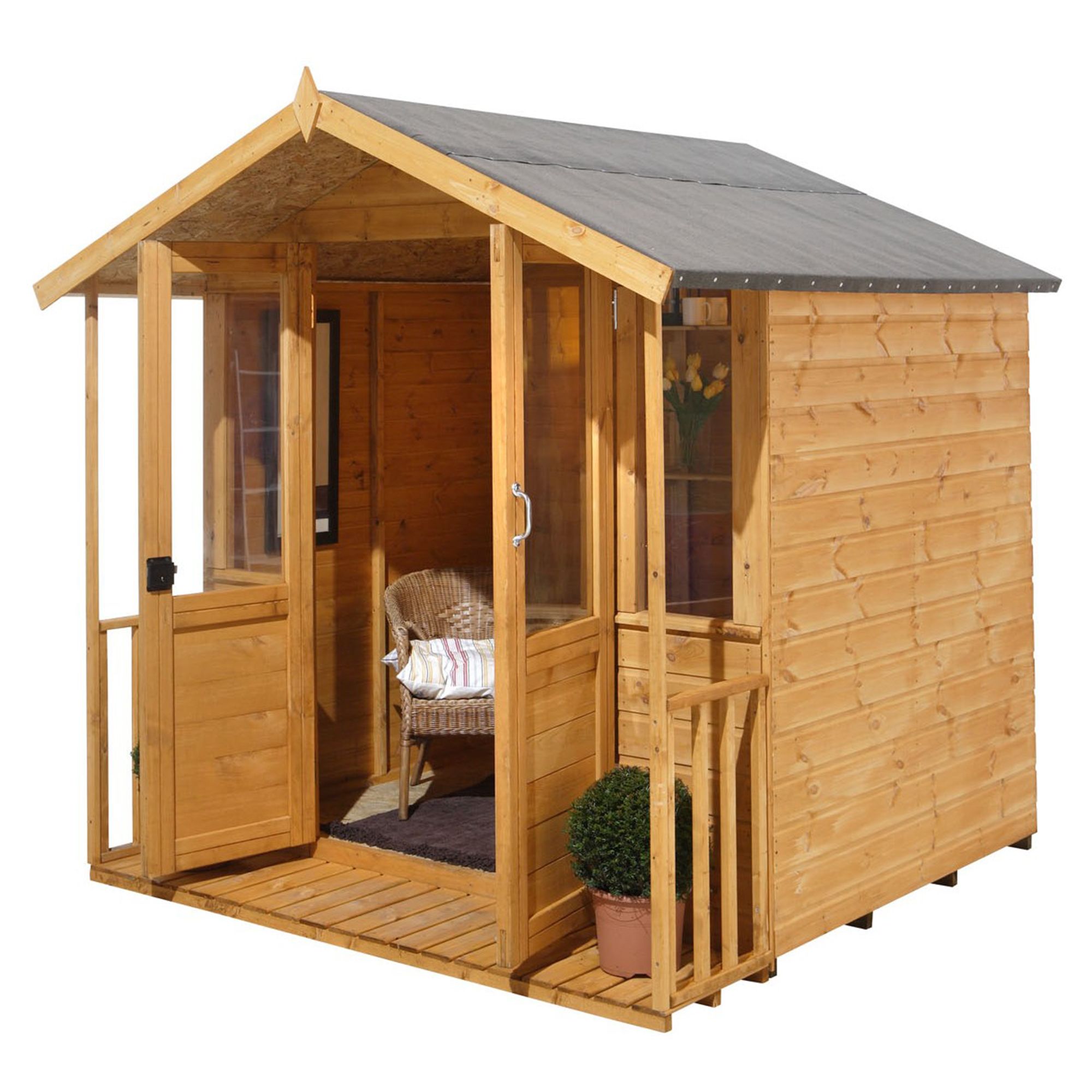Forest Garden Maplehurst 7x7 ft with Double door & 4 windows Apex Summer house (H)2230mm x (W)2260mm