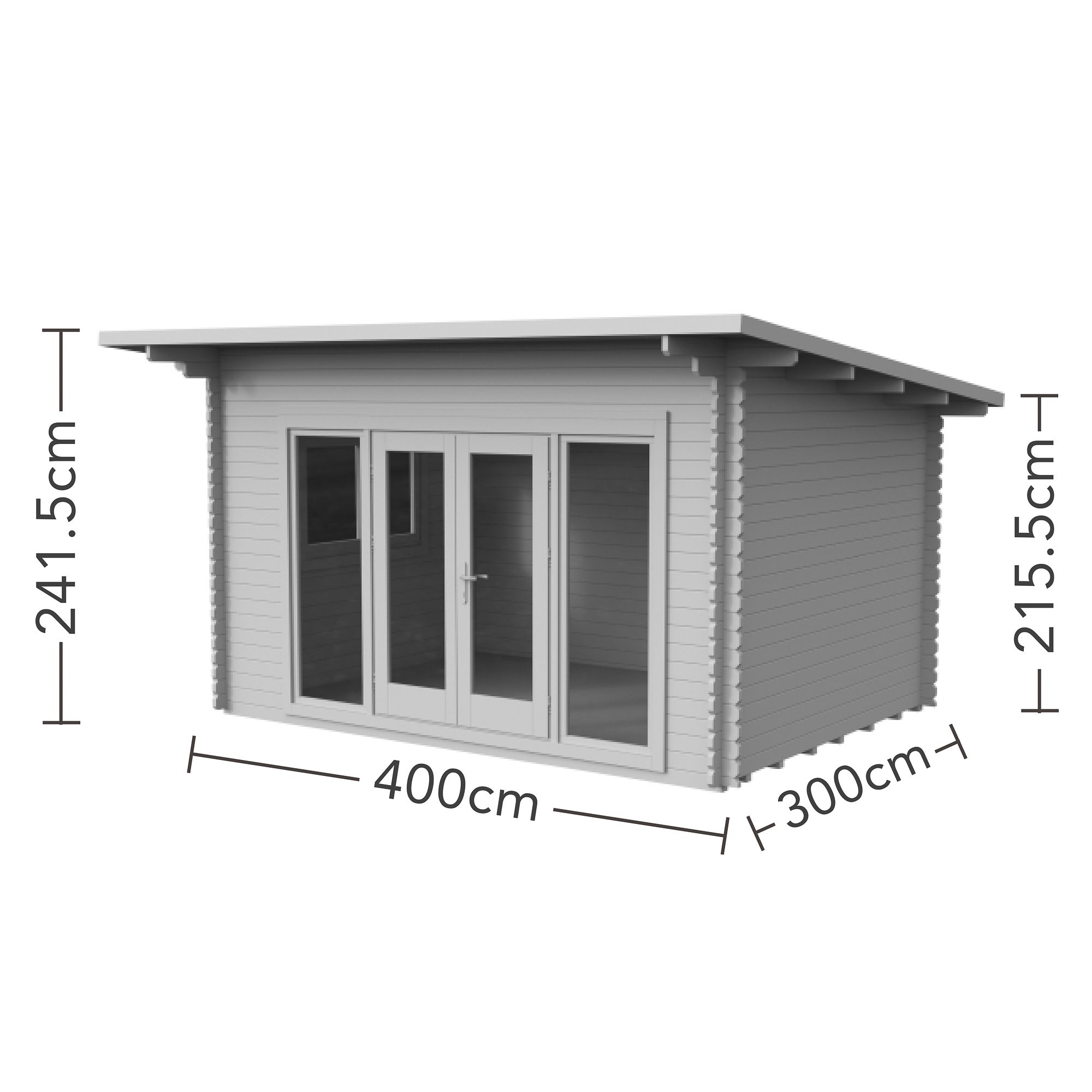 Forest Garden Melbury 4x3 ft Toughened glass with Double door & 2 windows Pent Wooden Cabin - Assembly service included