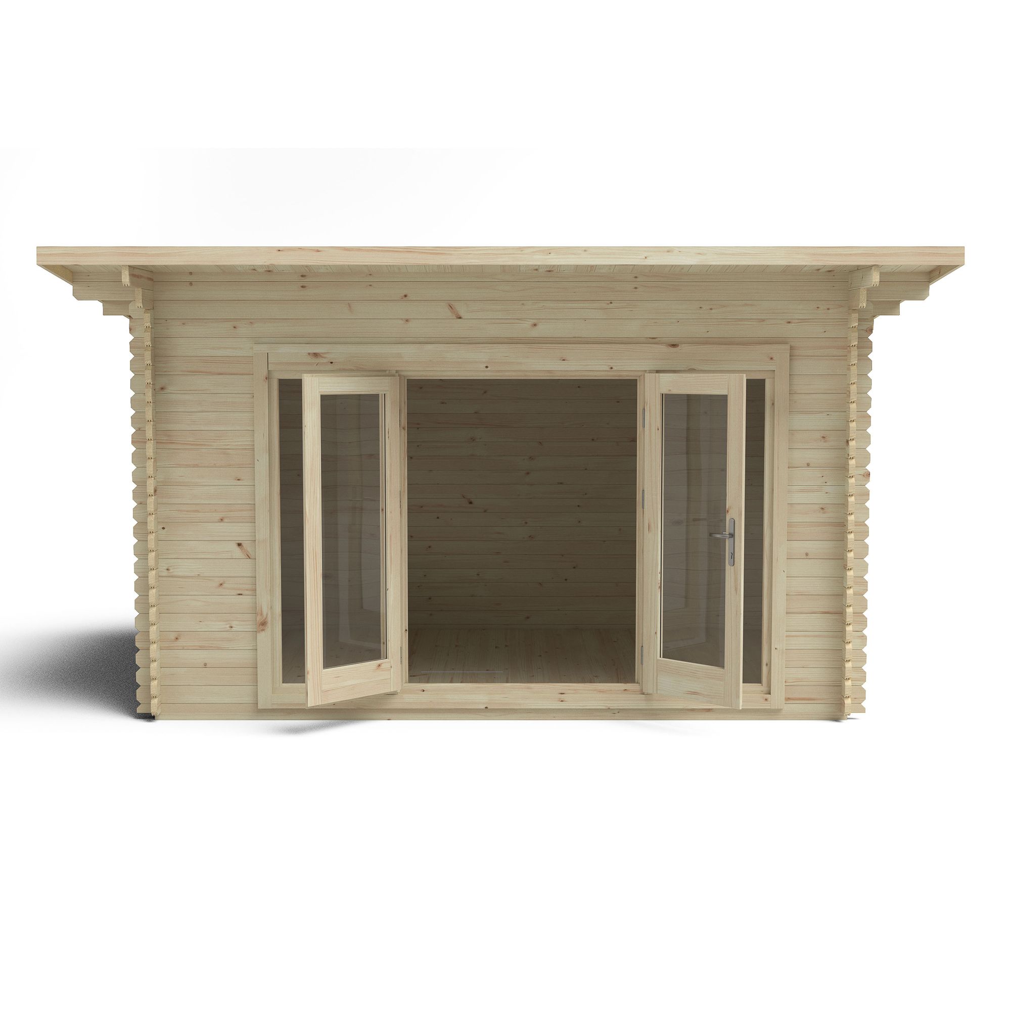 Forest Garden Melbury 4x3 ft Toughened glass with Double door & 2 windows Pent Wooden Cabin - Assembly service included