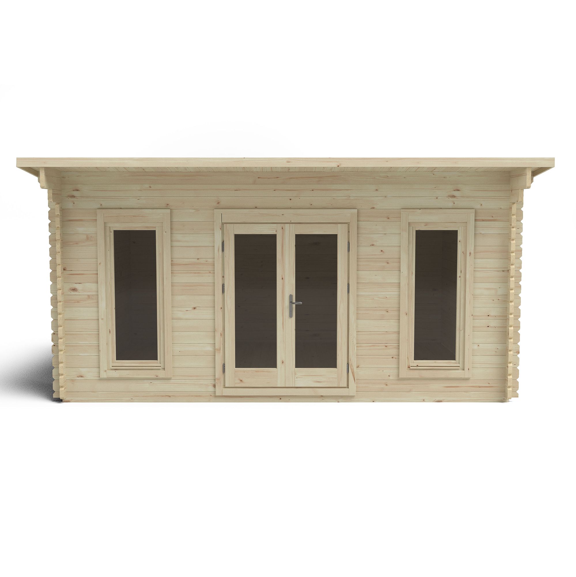 Forest Garden Mendip 5x4 ft Toughened glass with Double door Pent Wooden Cabin - Assembly service included