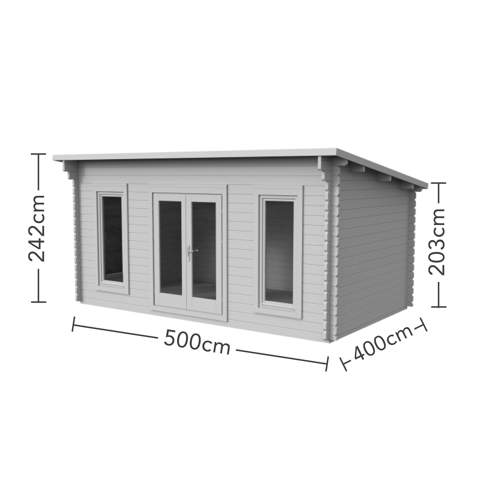 Forest Garden Mendip 5x4 ft Toughened glass with Double door Pent Wooden Cabin - Assembly service included
