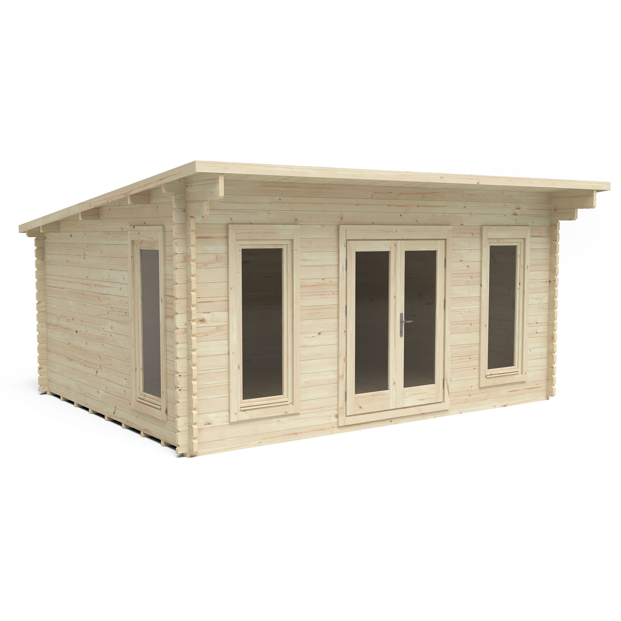 Forest Garden Mendip 5x4 ft Toughened glass with Double door Pent Wooden Cabin - Assembly service included