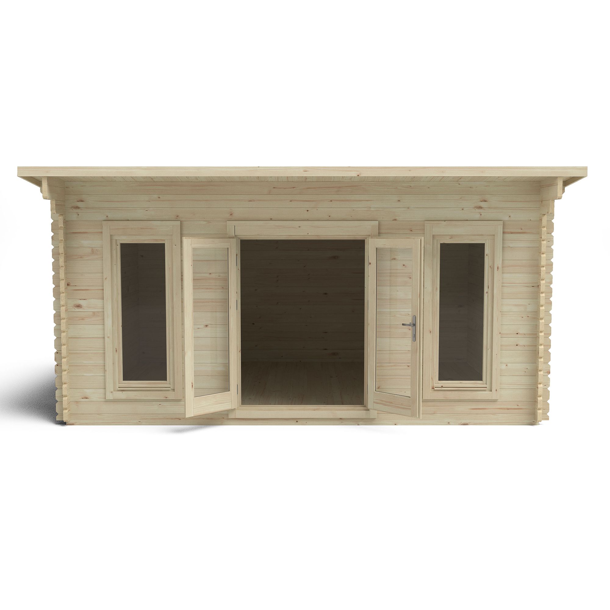 Forest Garden Mendip 5x4 ft Toughened glass with Double door Pent Wooden Cabin - Assembly service included