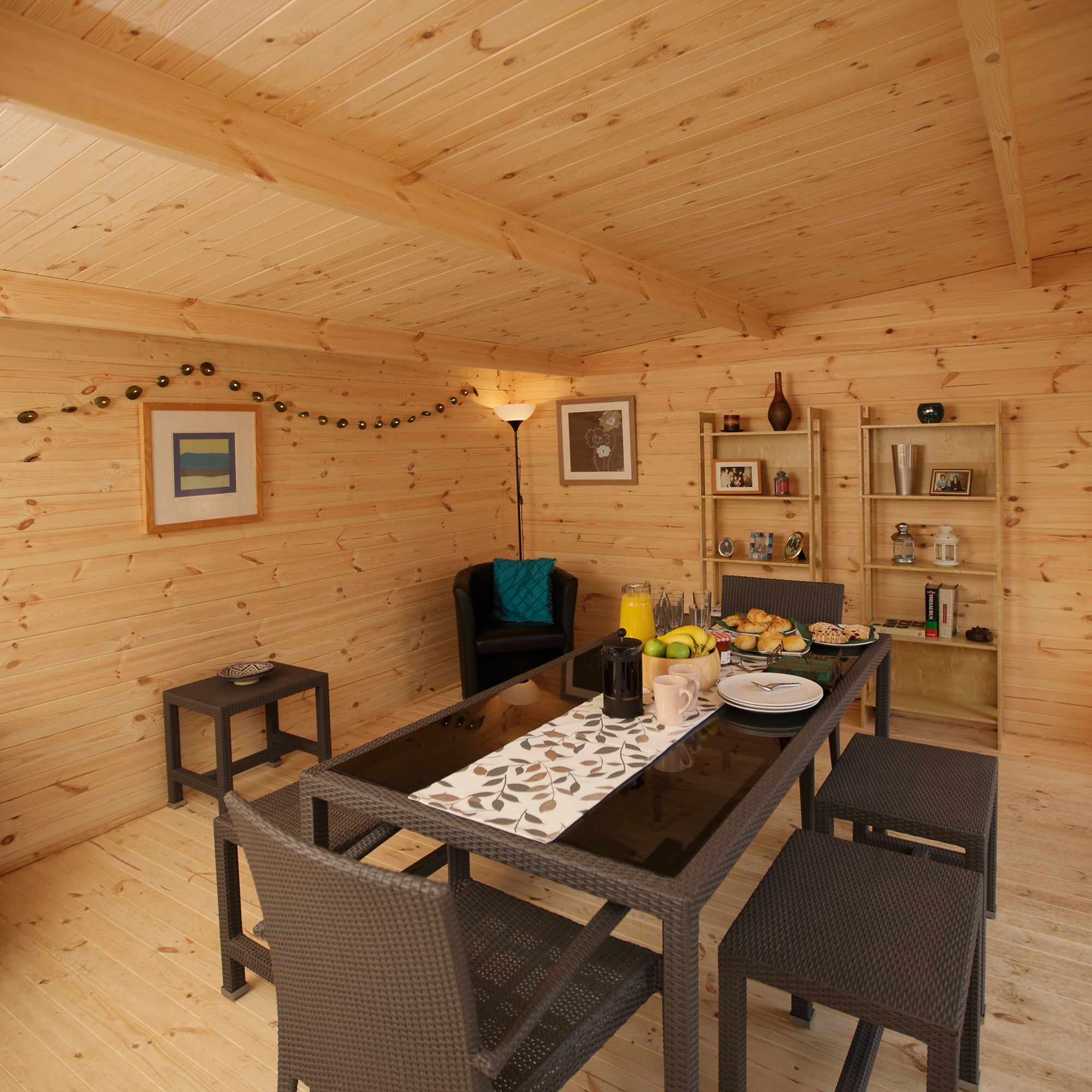Forest Garden Mendip 5x4 ft Toughened glass with Double door Pent Wooden Cabin - Assembly service included