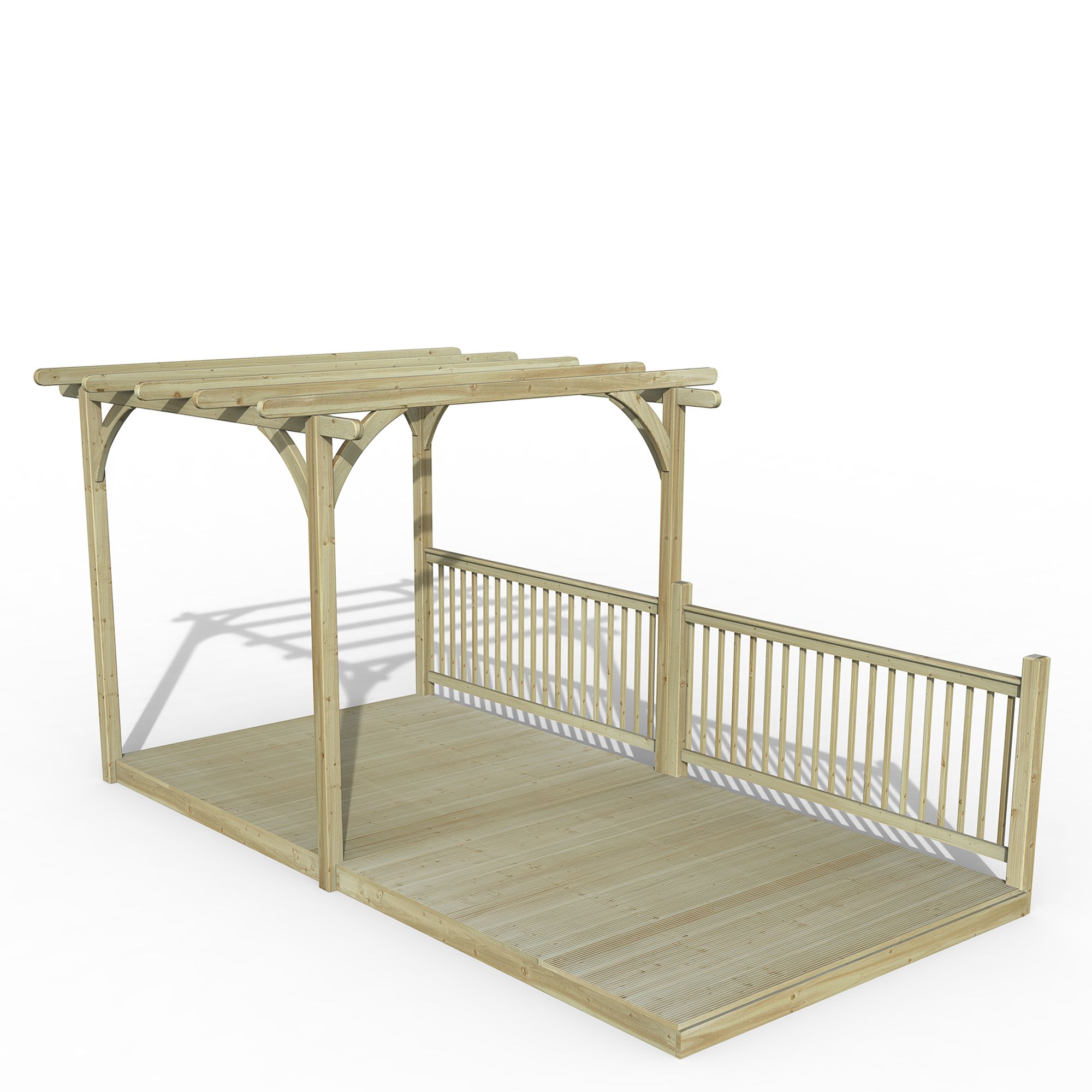 Forest Garden Natural Rectangular Pergola & decking kit, x2 Post x2 Balustrade (H) 2.5m x (W) 5.2m