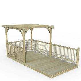 Forest Garden Natural Rectangular Pergola & decking kit, x2 Post x4 Balustrade (H) 2.5m x (W) 5.2m