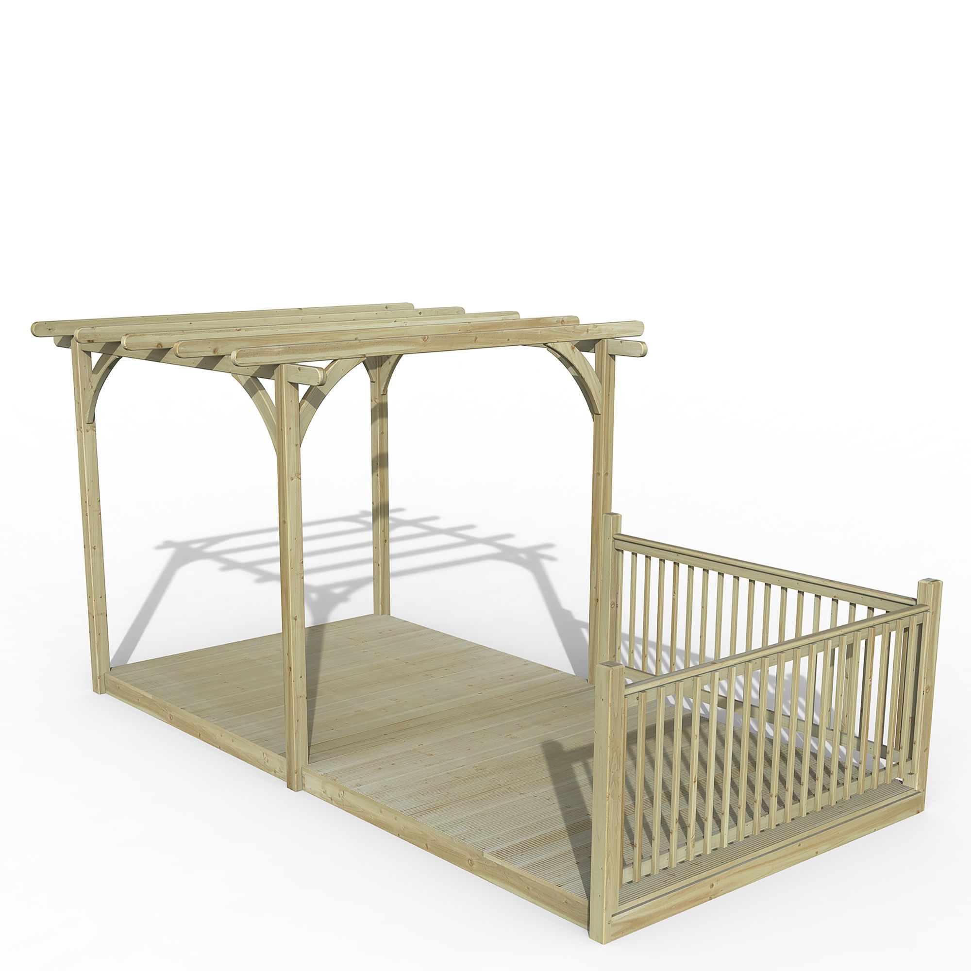 Forest Garden Natural Rectangular Pergola & decking kit, x3 Post x2 Balustrade (H) 2.5m x (W) 5.2m