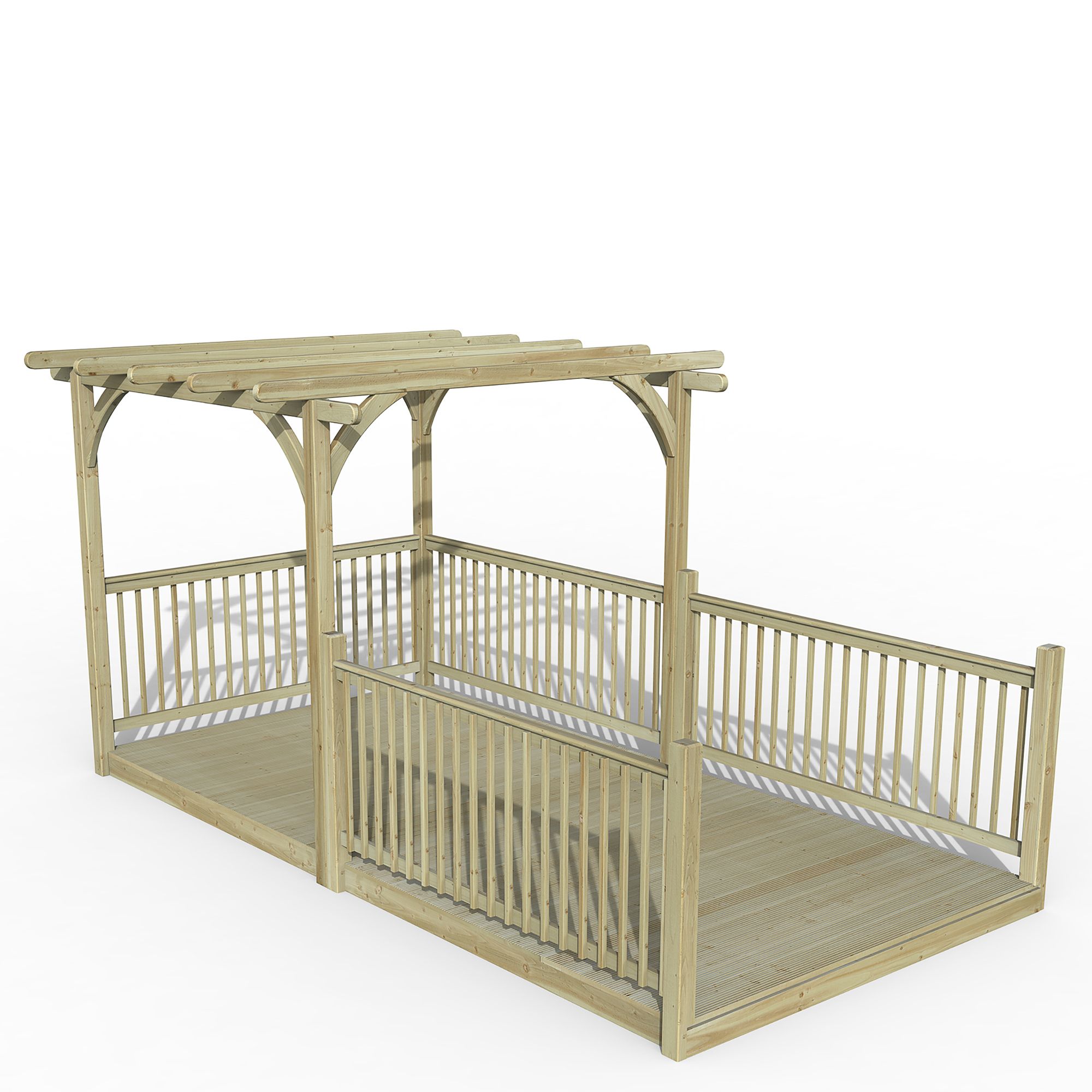 Forest Garden Natural Rectangular Pergola & decking kit, x4 Post x4 Balustrade (H) 2.5m x (W) 5.2m